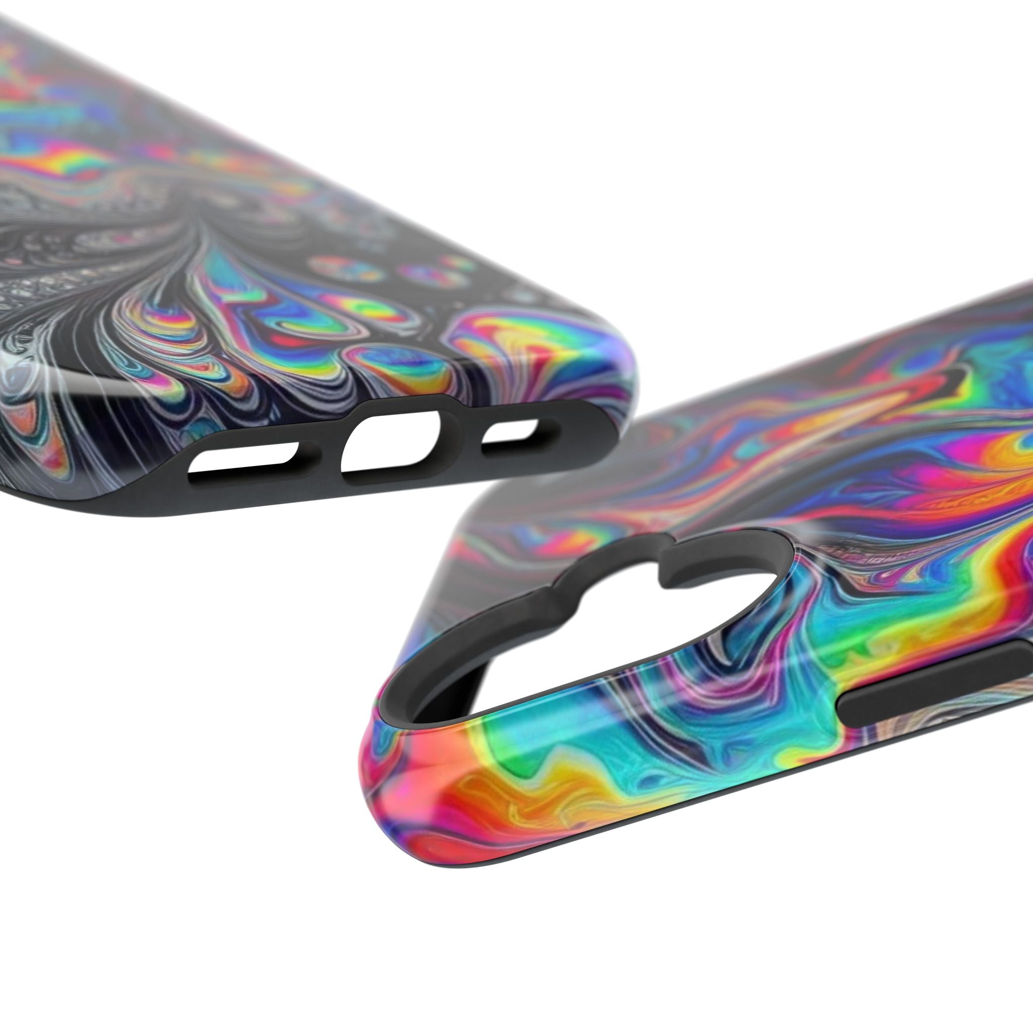 Impact-Resistant Phone Case — Iridescent Psychedelic Swirl