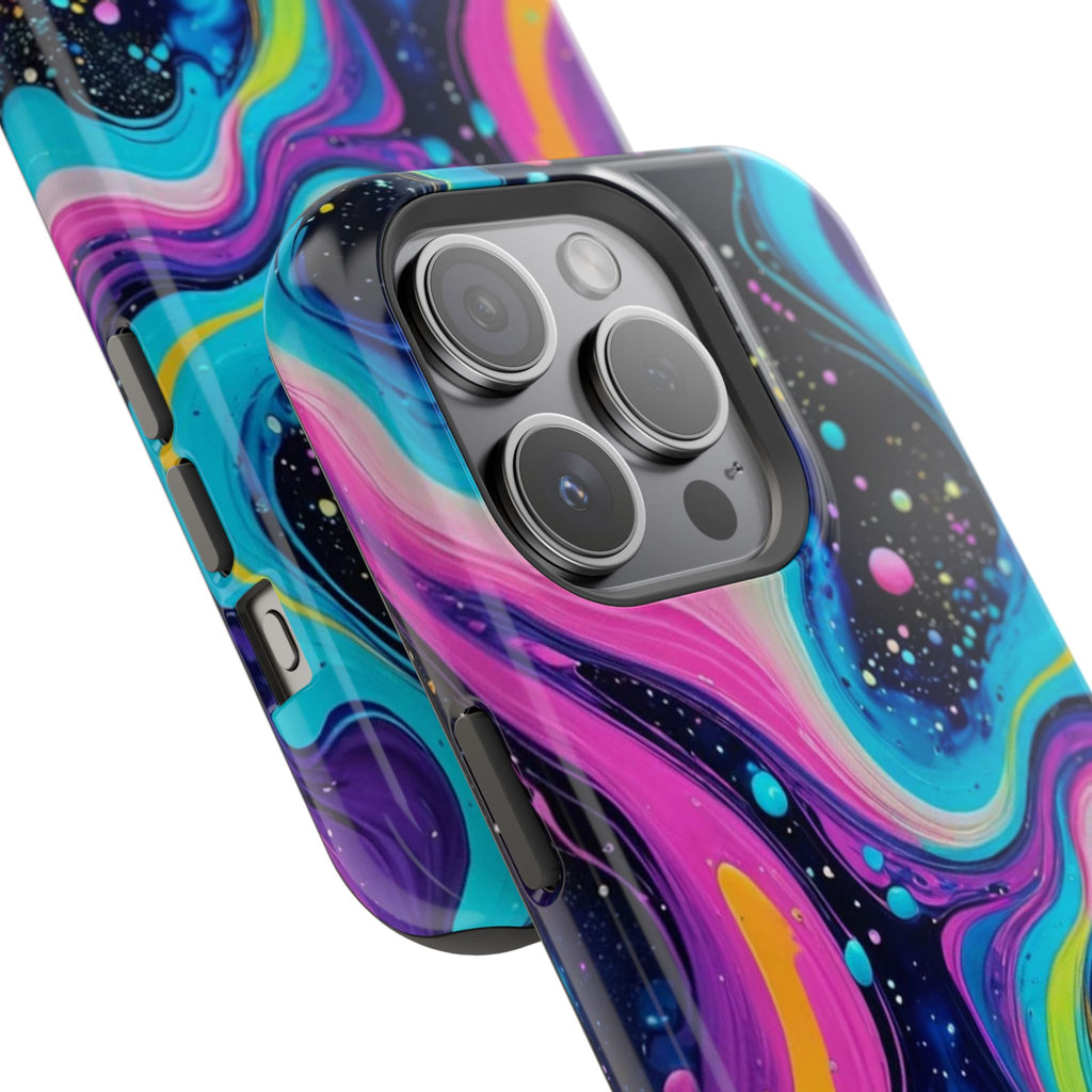 Impact-Resistant Phone Case — Neon Galaxy Swirl