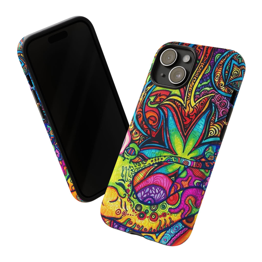 Psychedelic Cannabis Leaf Pattern Tough Case | Colorful Trippy Phone Cover