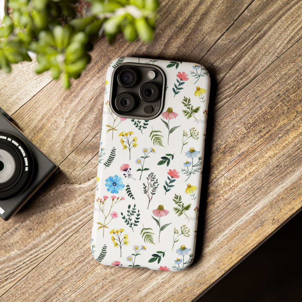 Wildflower Pattern Tough Case | Floral Phone Case, Botanical Print