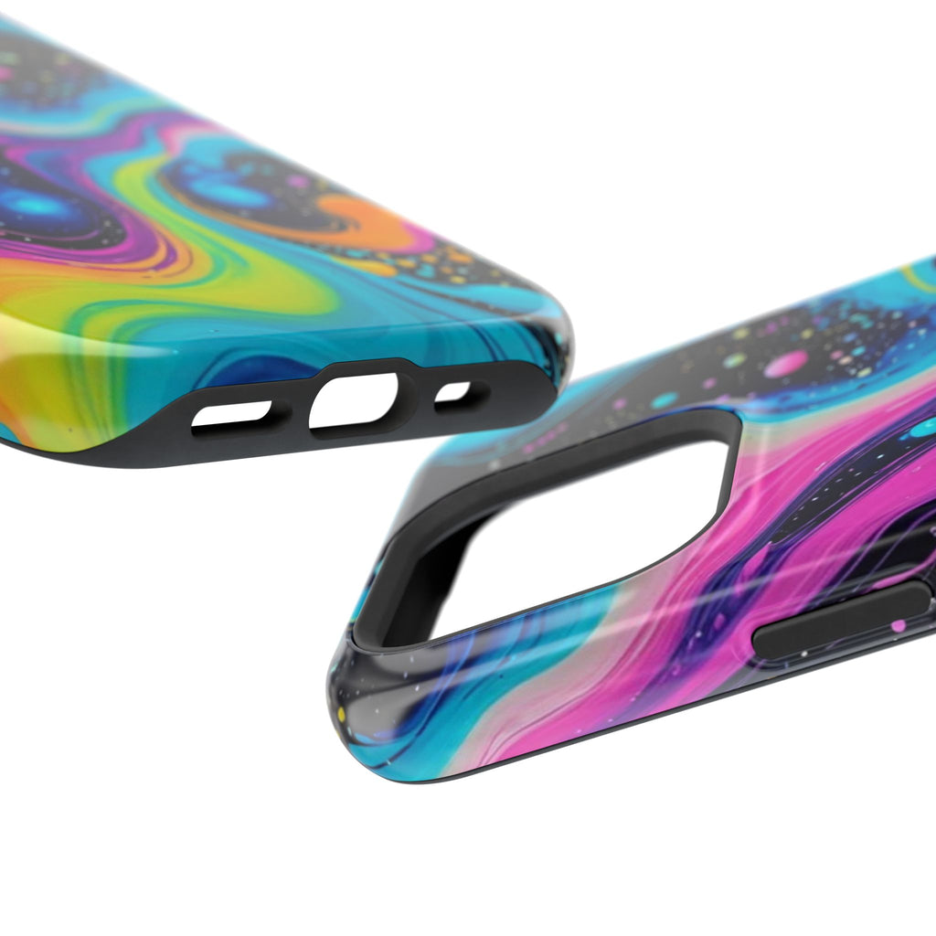 Impact-Resistant Phone Case — Neon Galaxy Swirl
