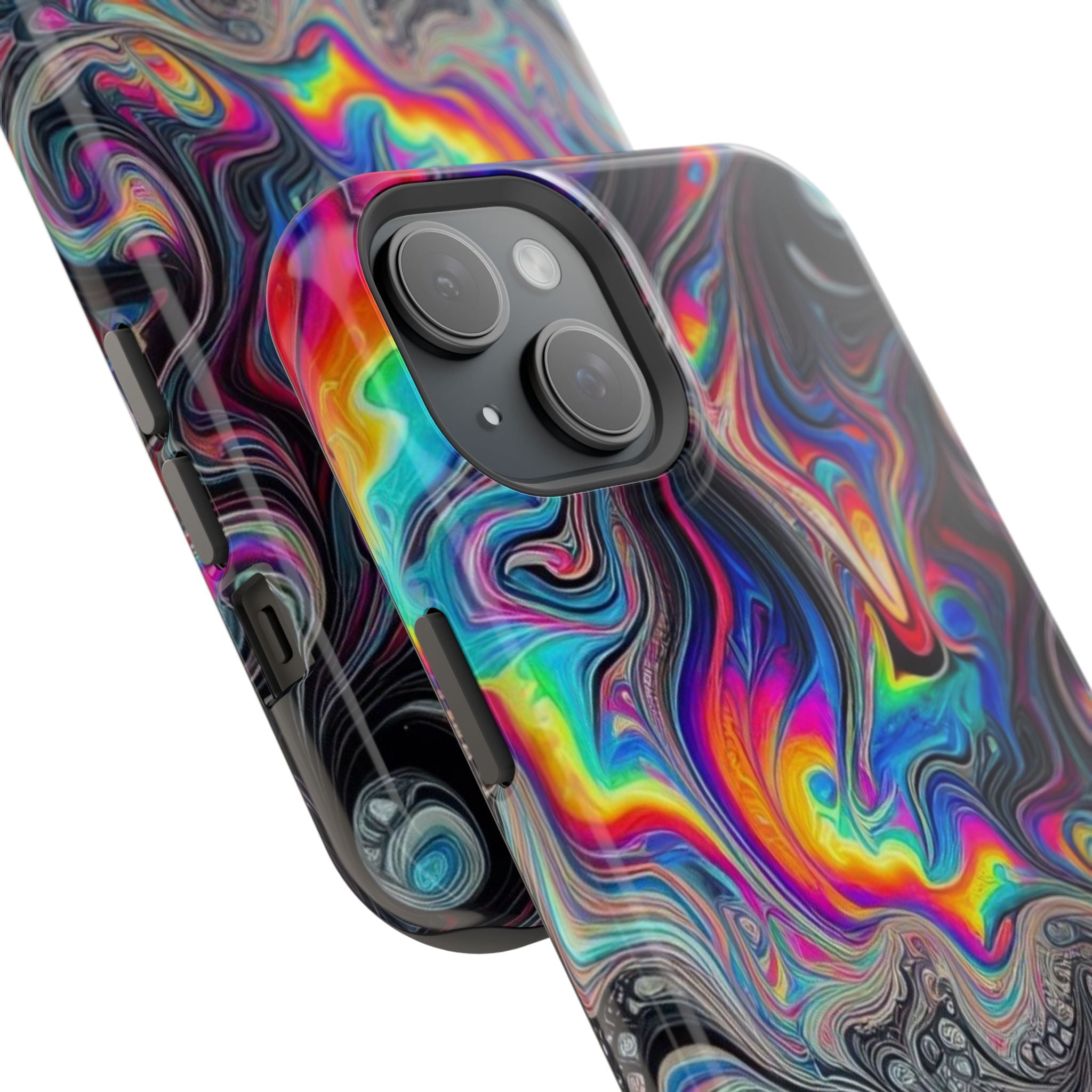 Impact-Resistant Phone Case — Iridescent Psychedelic Swirl