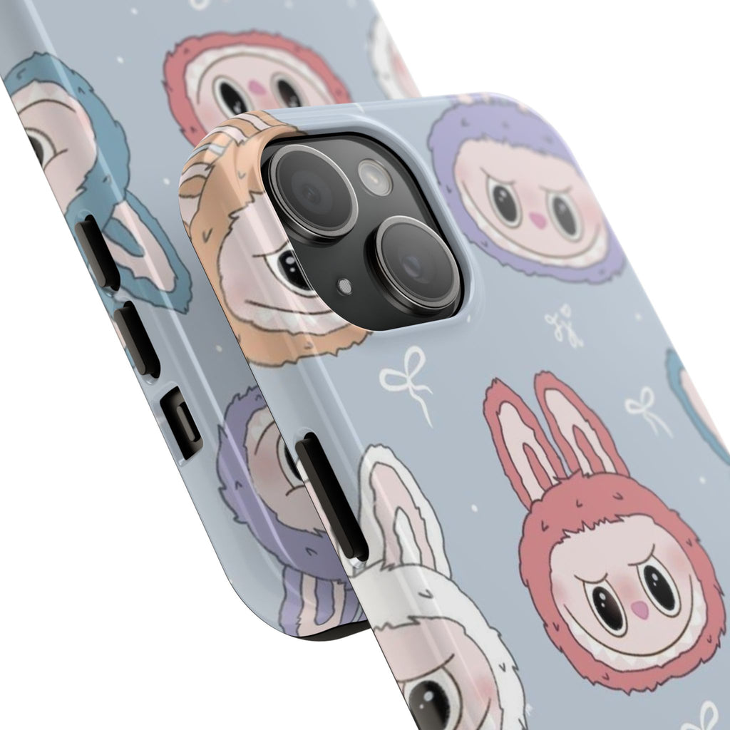 Kawaii Bunny Hood Faces Phone Case | Cute Pattern Pastel Protective Case