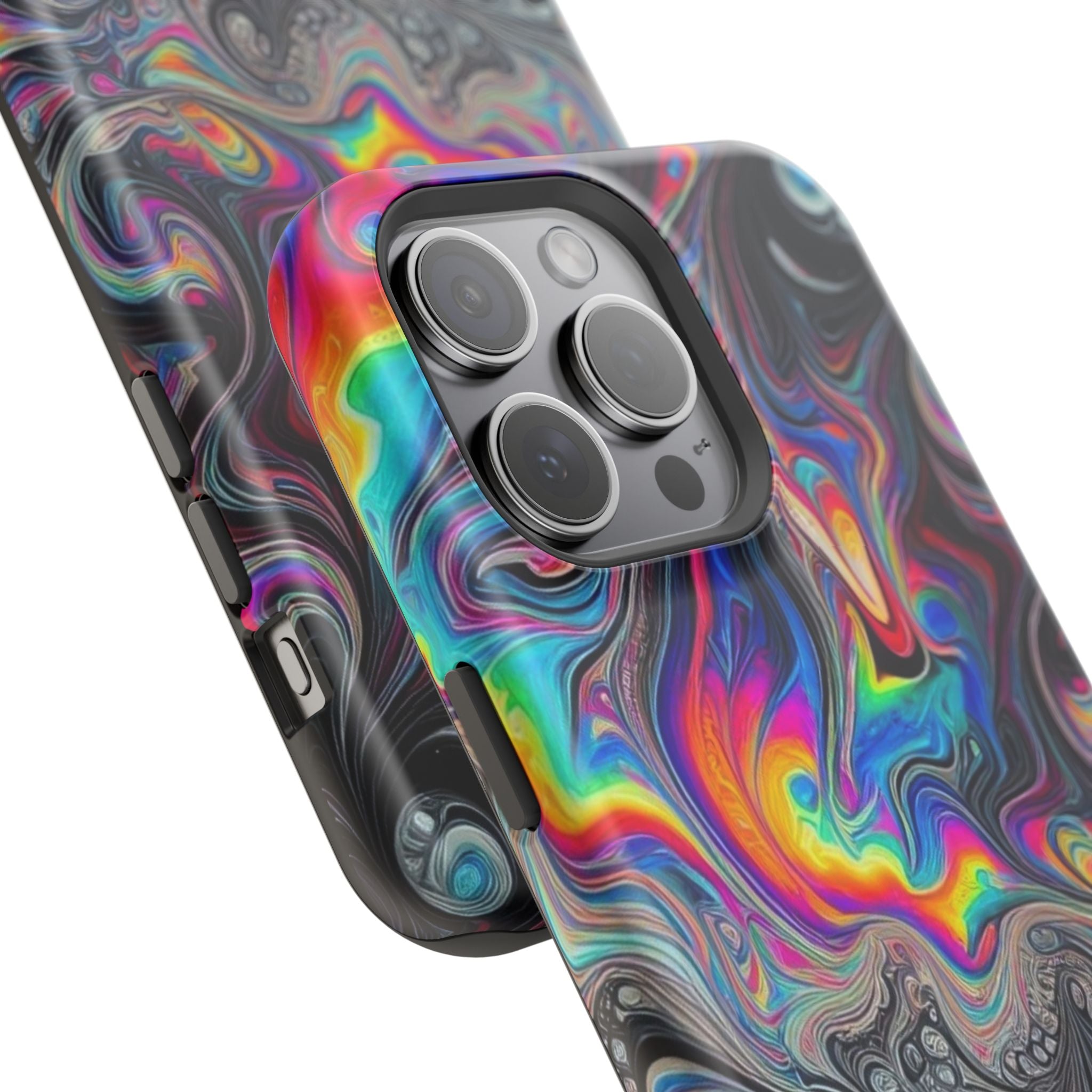 Impact-Resistant Phone Case — Iridescent Psychedelic Swirl