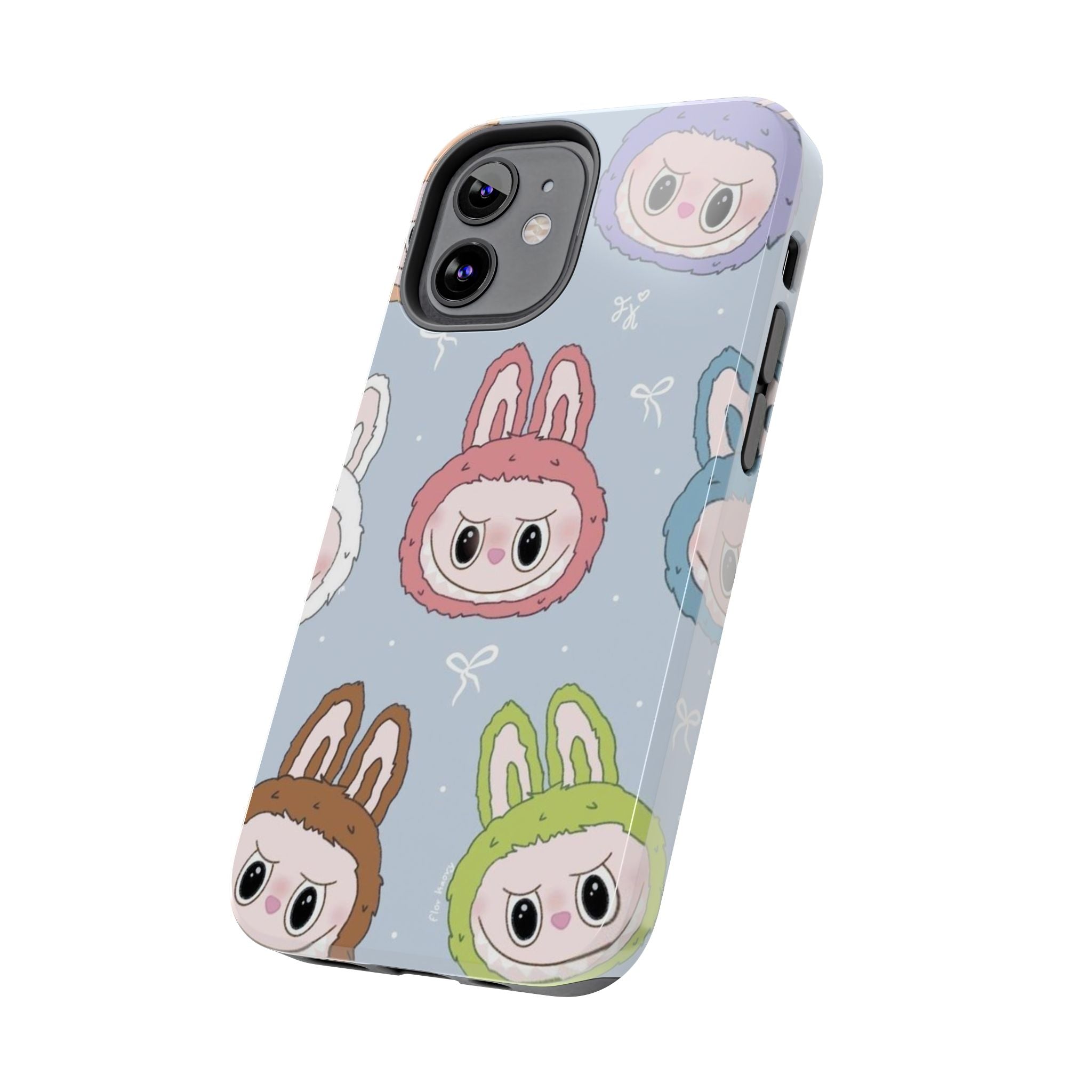 Kawaii Bunny Hood Faces Phone Case | Cute Pattern Pastel Protective Case