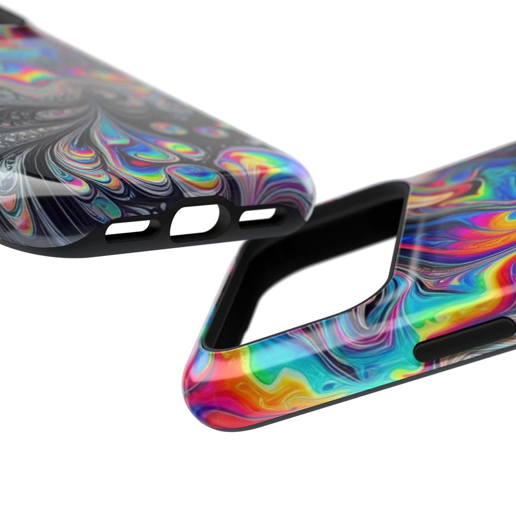 Impact-Resistant Phone Case — Iridescent Psychedelic Swirl