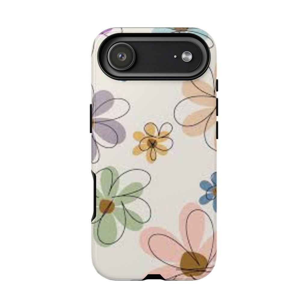 Pastel Doodle Flowers phone case | Tough Case