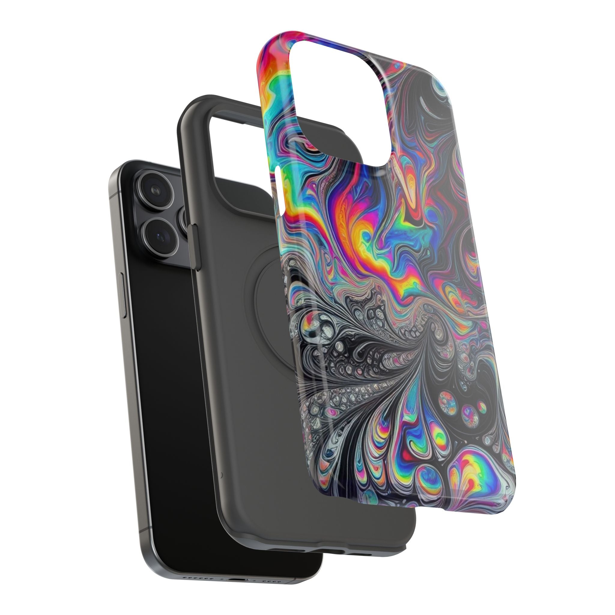 Impact-Resistant Phone Case — Iridescent Psychedelic Swirl