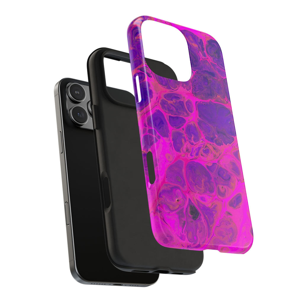 Pink Marble Tough Phone Case — Protective Abstract Swirl Design