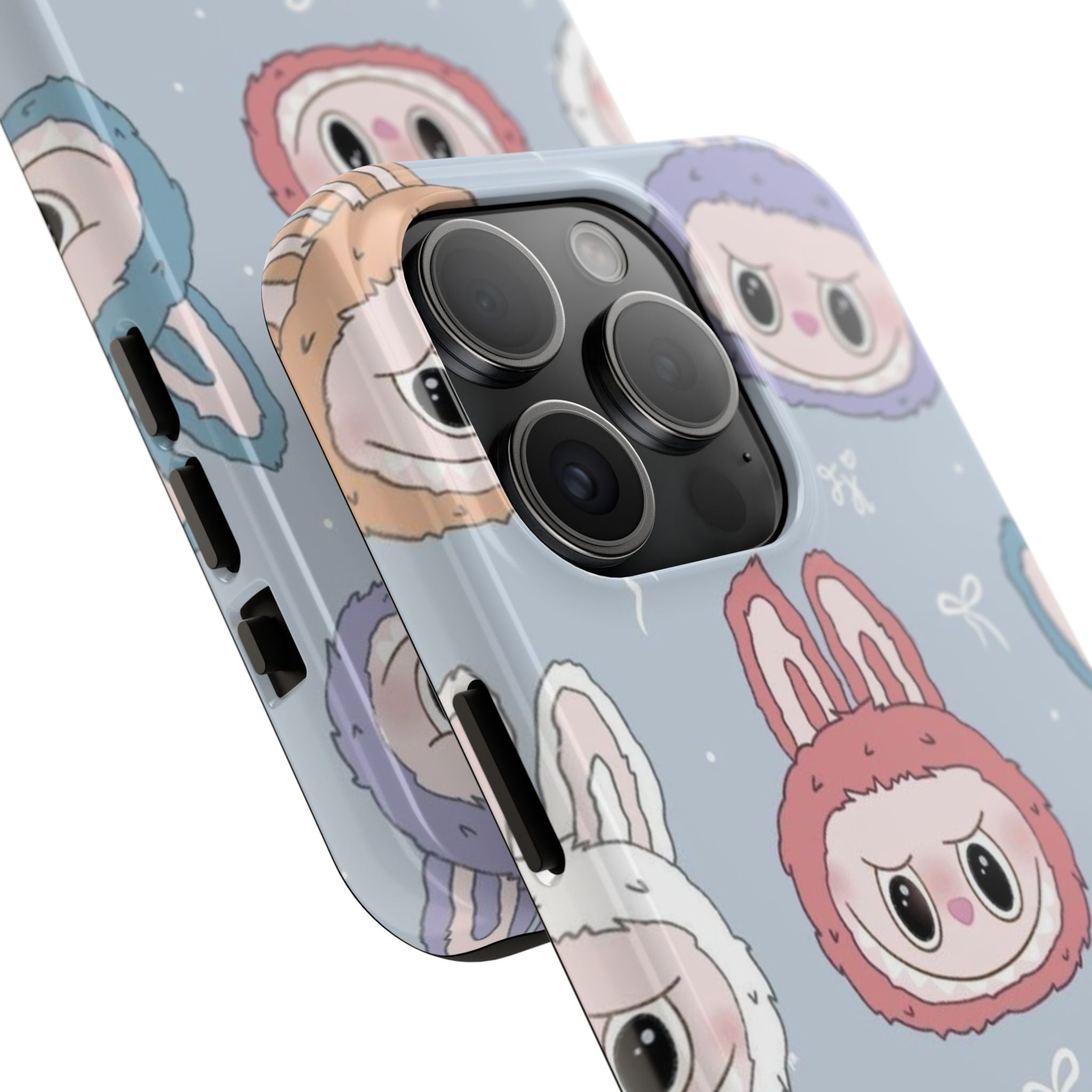 Kawaii Bunny Hood Faces Phone Case | Cute Pattern Pastel Protective Case