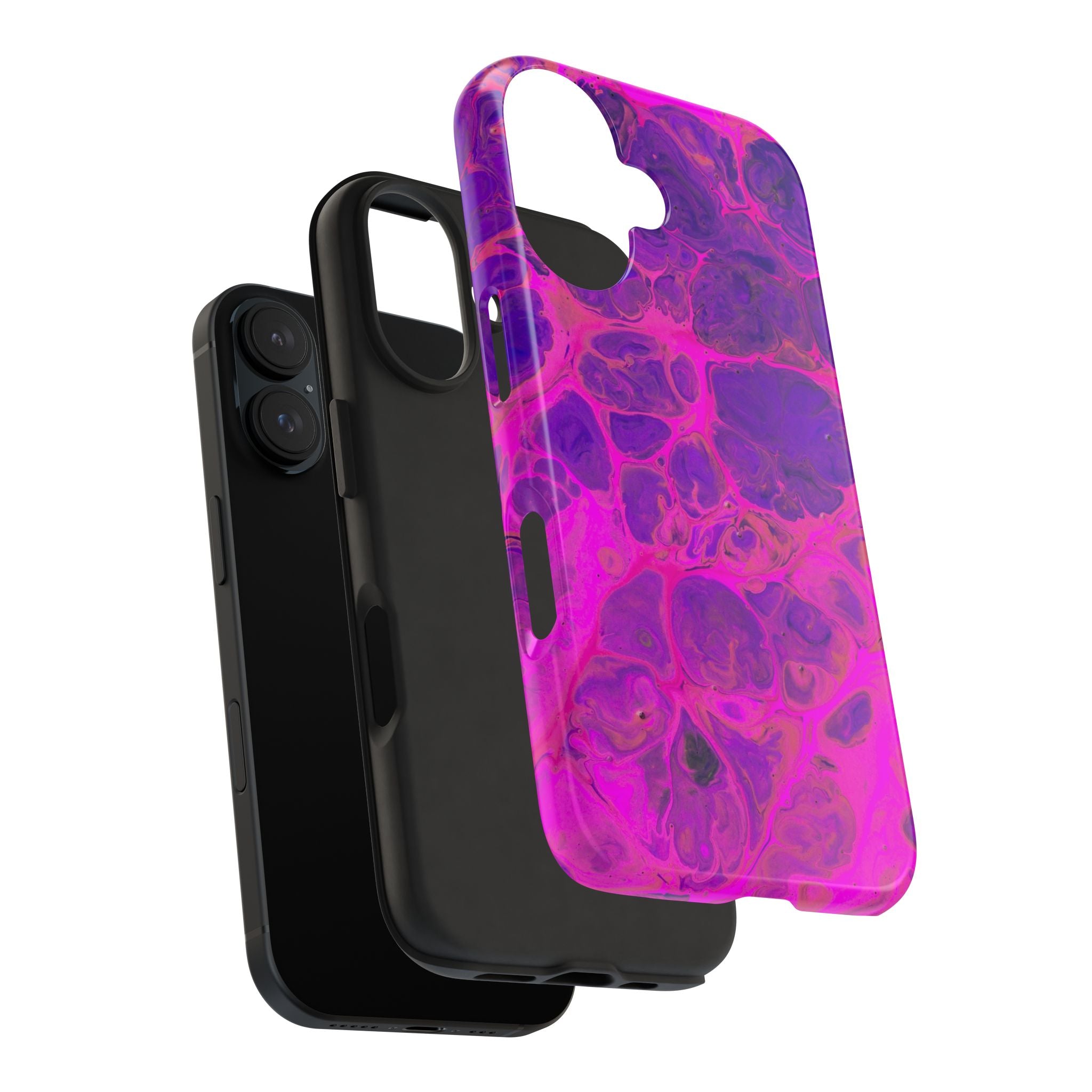 Pink Marble Tough Phone Case — Protective Abstract Swirl Design