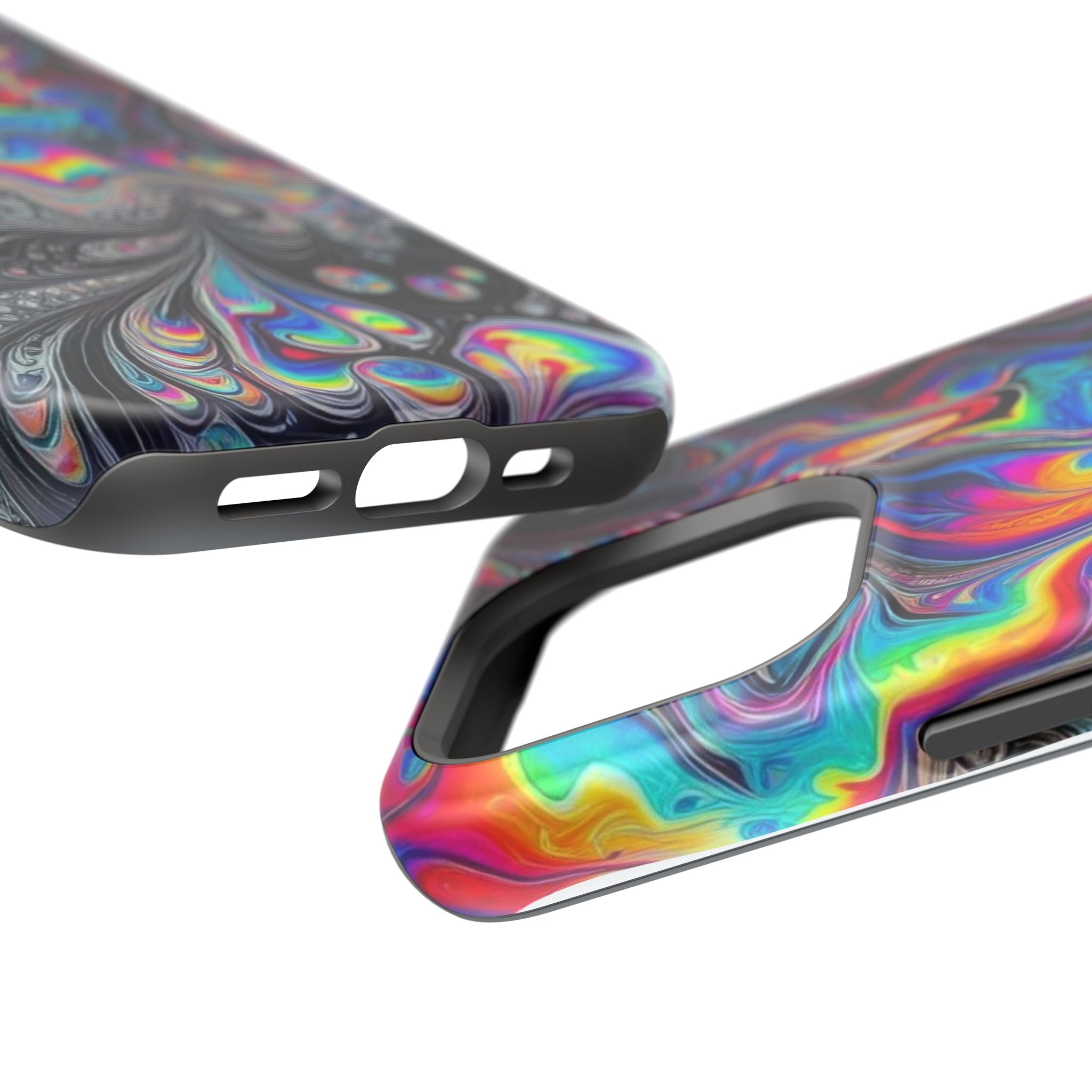 Impact-Resistant Phone Case — Iridescent Psychedelic Swirl