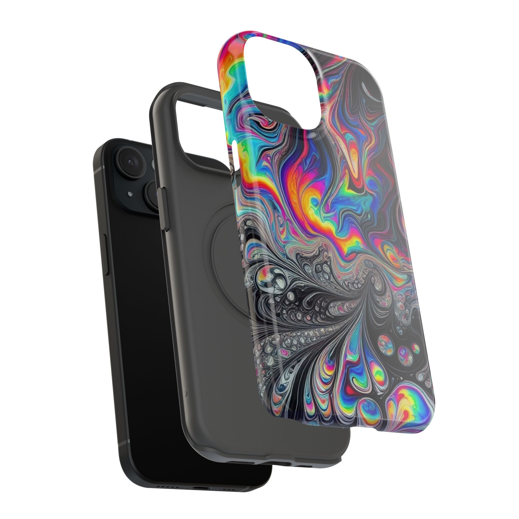 Impact-Resistant Phone Case — Iridescent Psychedelic Swirl