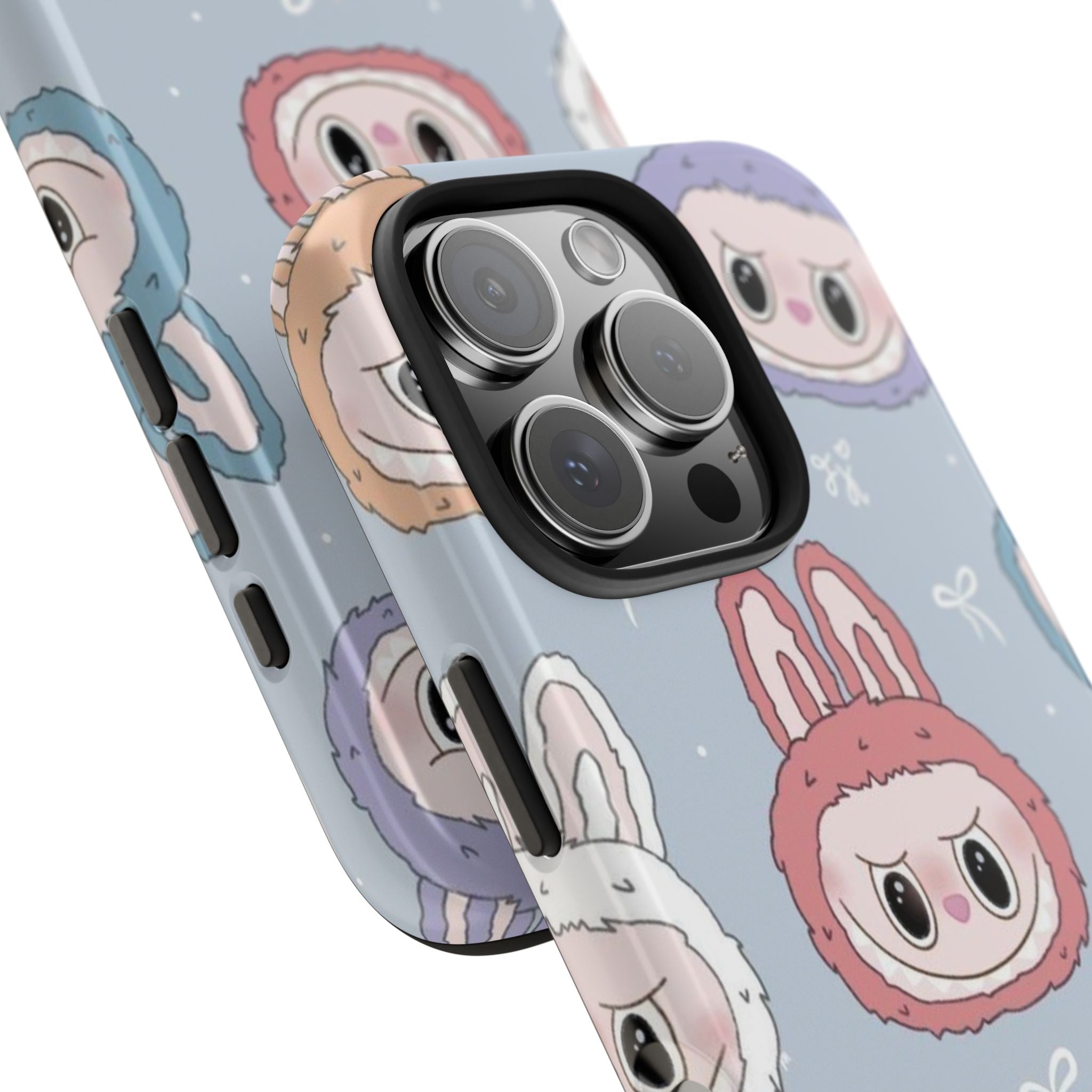 Kawaii Bunny Hood Faces Phone Case | Cute Pattern Pastel Protective Case