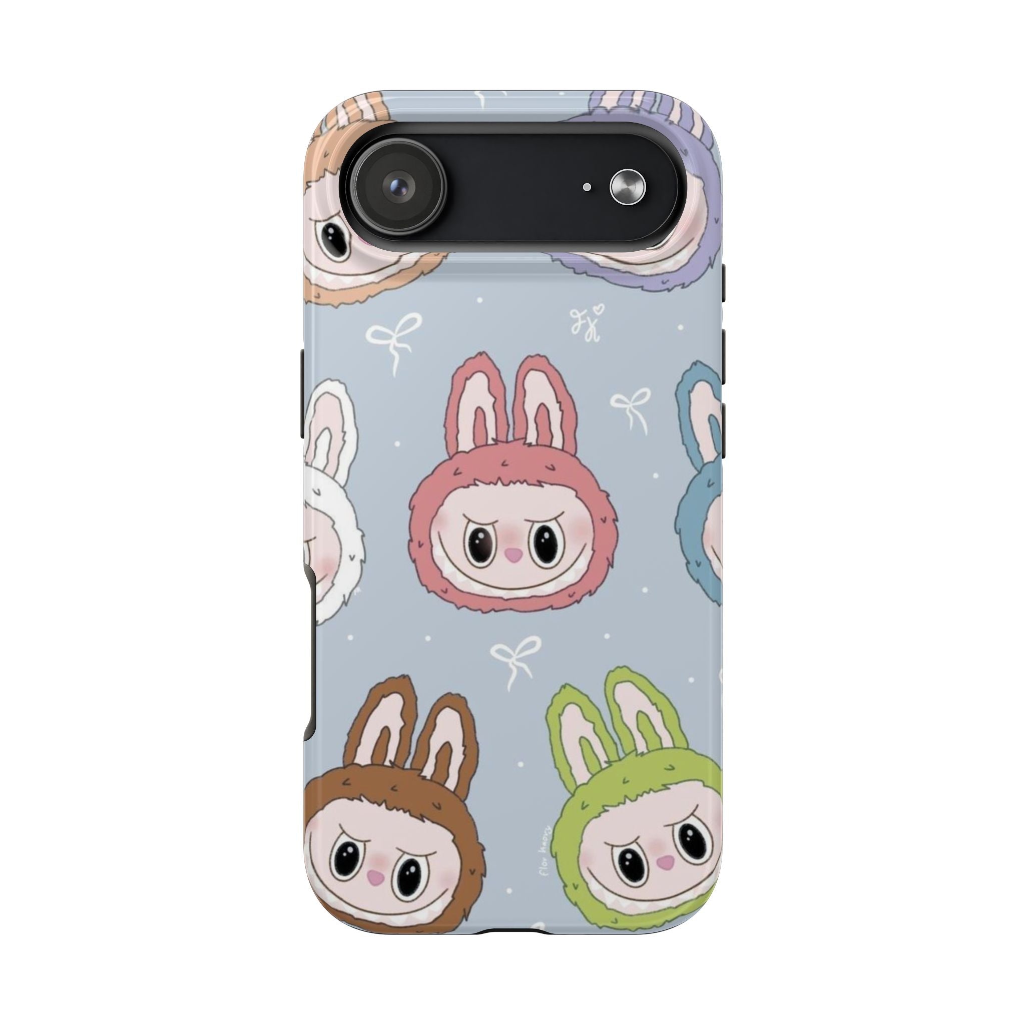 Kawaii Bunny Hood Faces Phone Case | Cute Pattern Pastel Protective Case