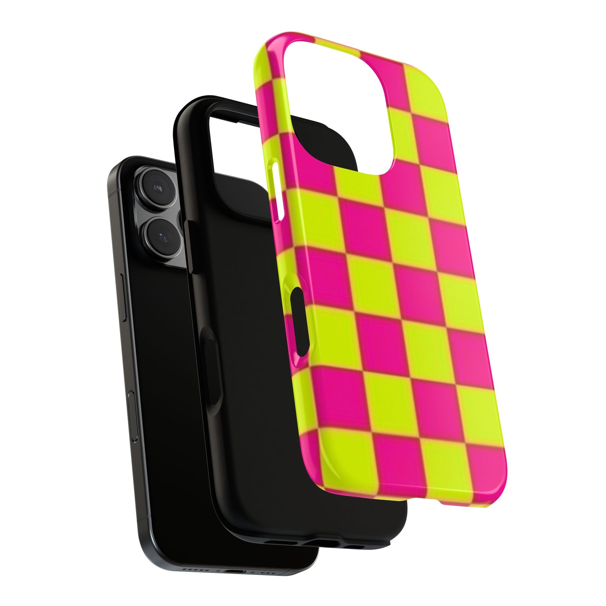 Hot Pink and Neon Yellow Checkerboard Phone Case
