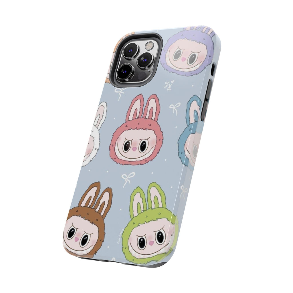 Kawaii Bunny Hood Faces Phone Case | Cute Pattern Pastel Protective Case