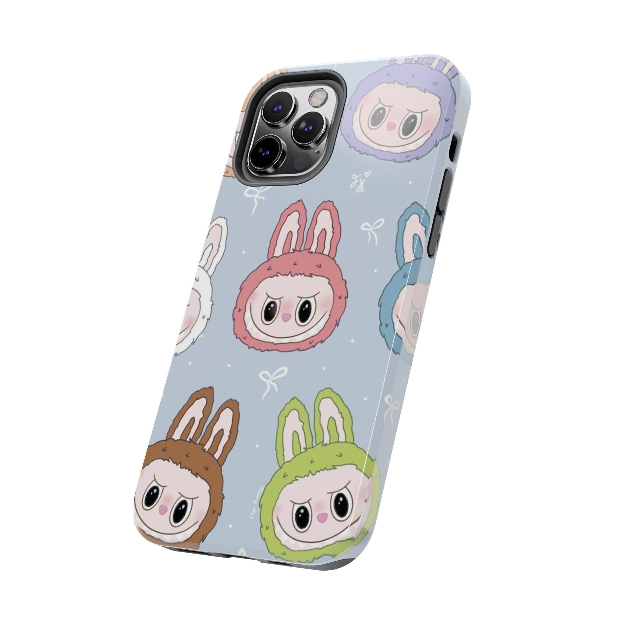 Kawaii Bunny Hood Faces Phone Case | Cute Pattern Pastel Protective Case