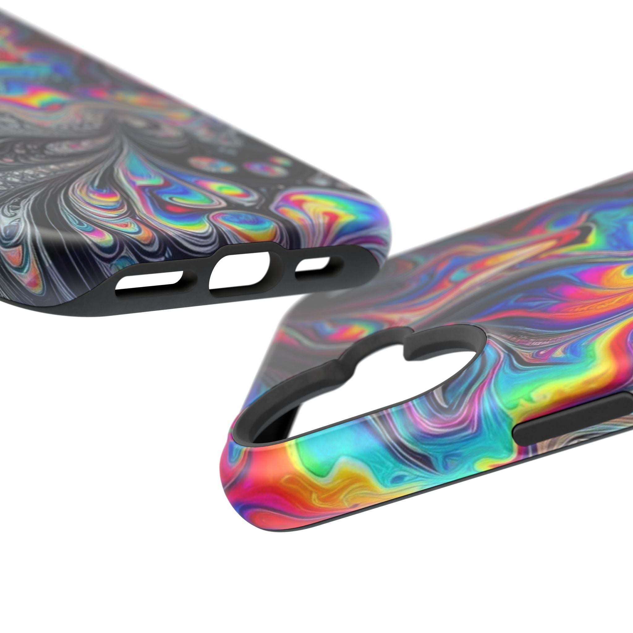 Impact-Resistant Phone Case — Iridescent Psychedelic Swirl