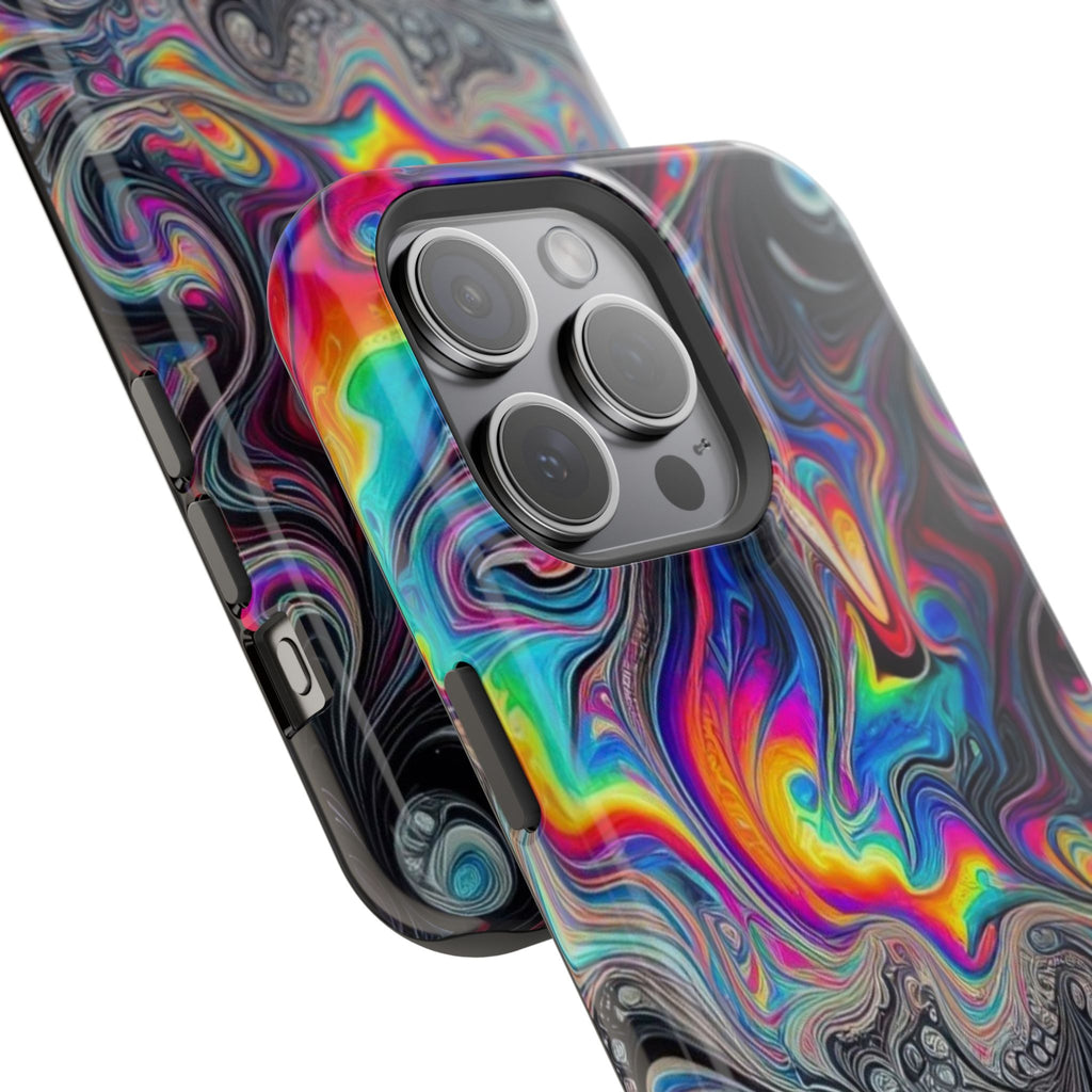 Impact-Resistant Phone Case — Iridescent Psychedelic Swirl