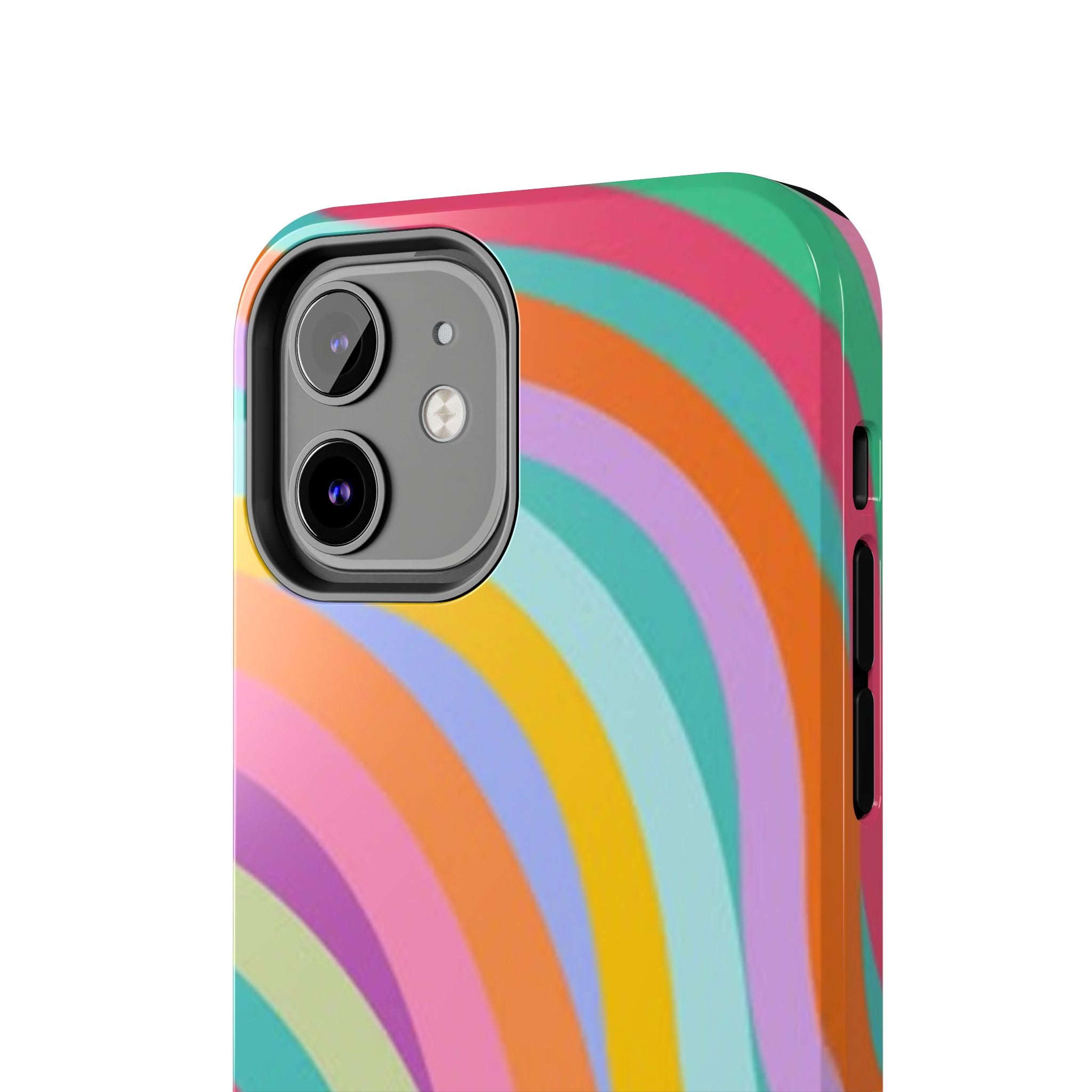 Retro Wavy Rainbow Stripes Phone Case | Colorful Abstract Pattern