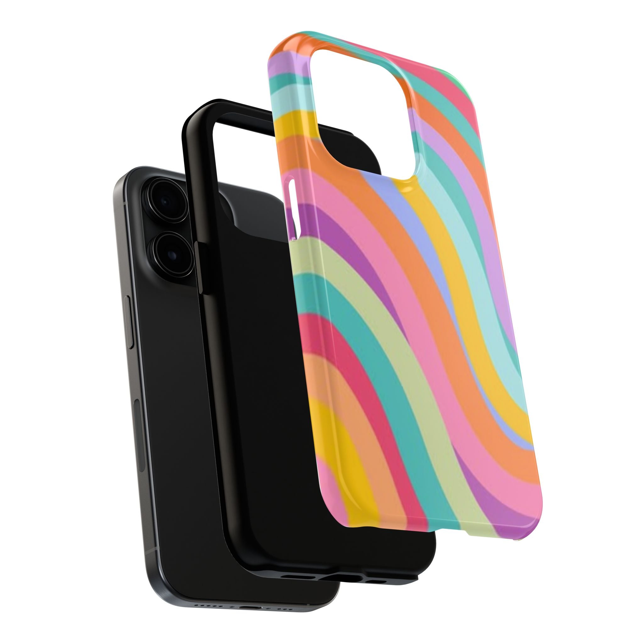 Retro Wavy Rainbow Stripes Phone Case | Colorful Abstract Pattern