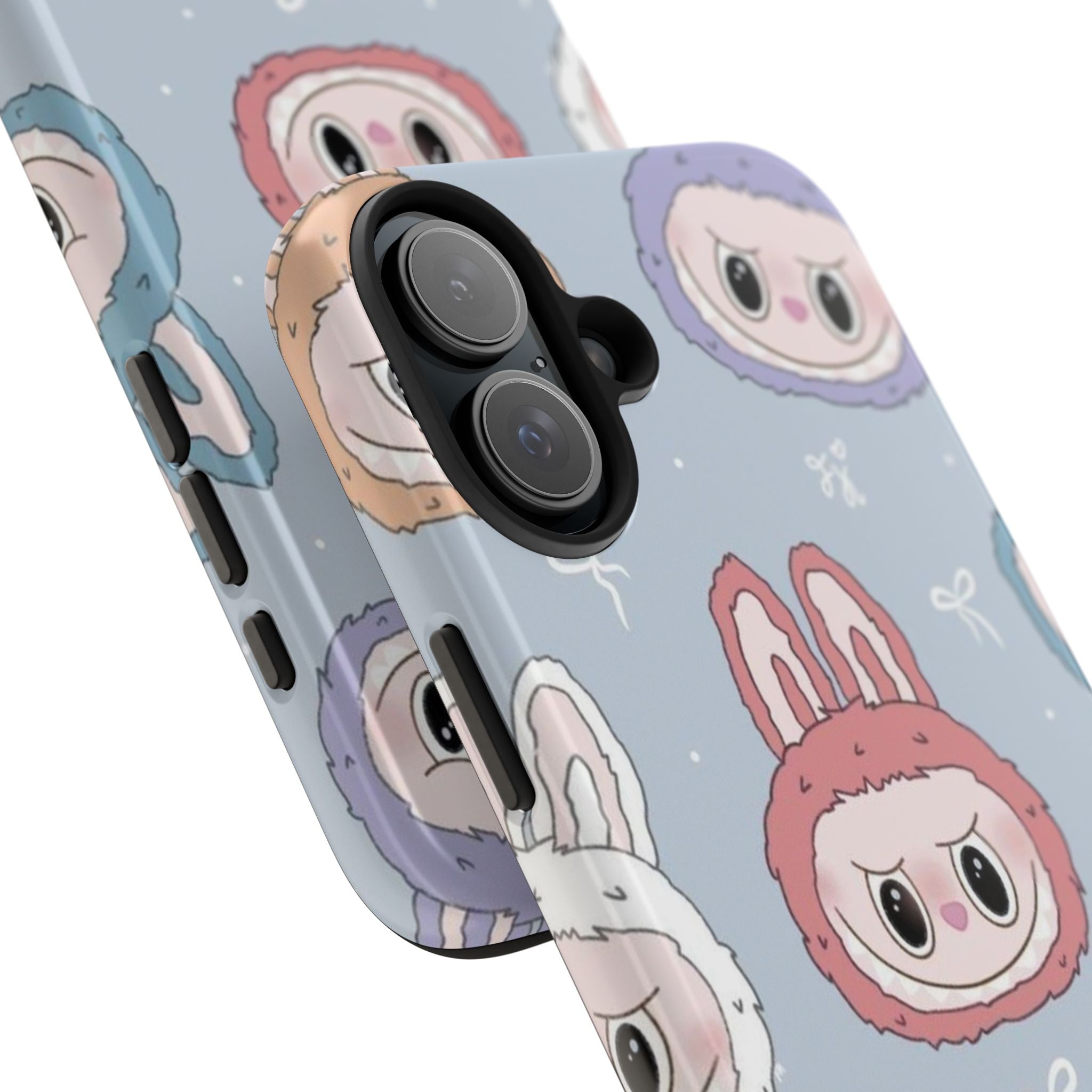 Kawaii Bunny Hood Faces Phone Case | Cute Pattern Pastel Protective Case