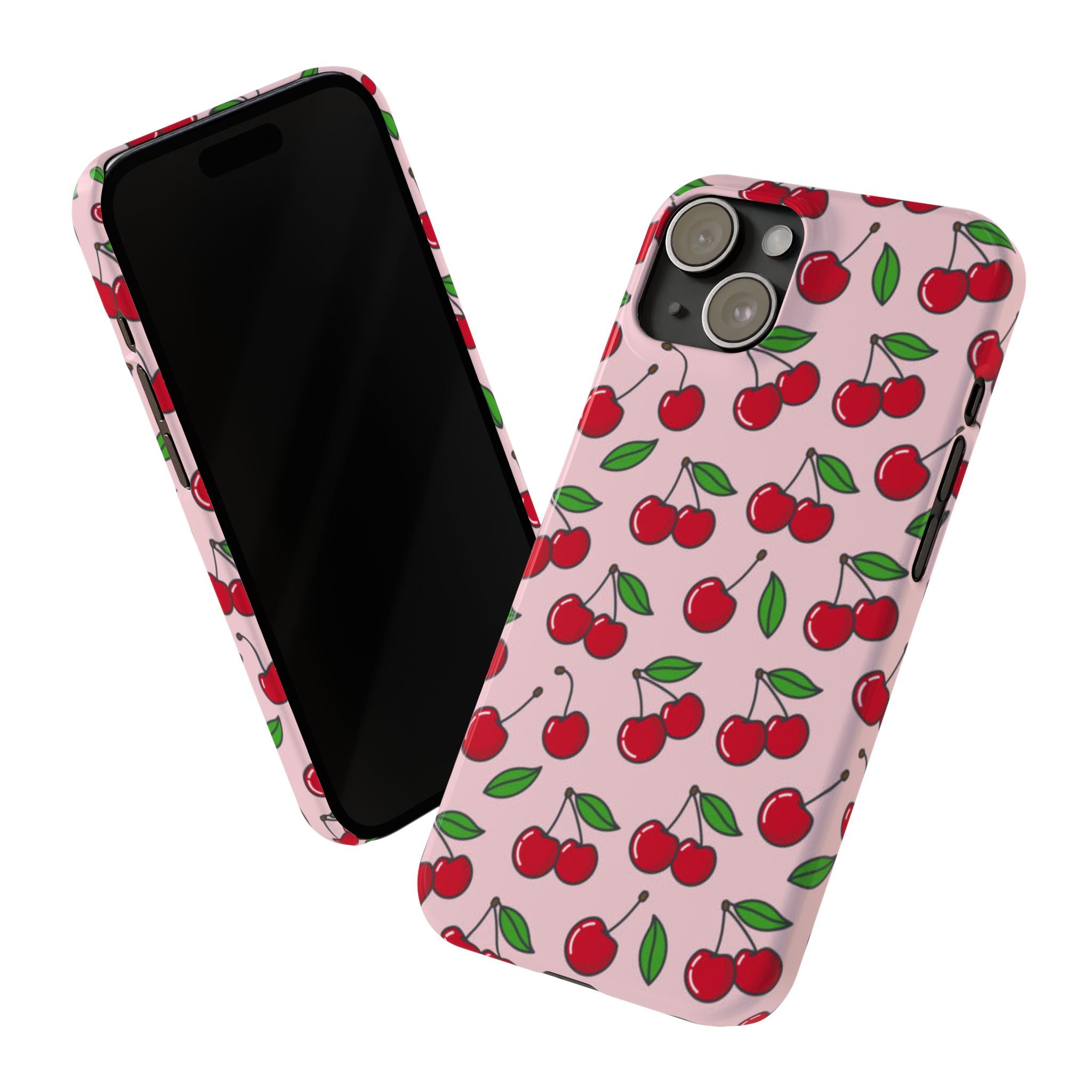 Cherry Pattern Slim Phone Case | Pink Cherry Print Phone Case