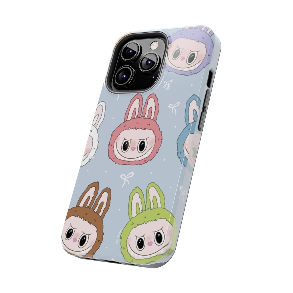 Kawaii Bunny Hood Faces Phone Case | Cute Pattern Pastel Protective Case