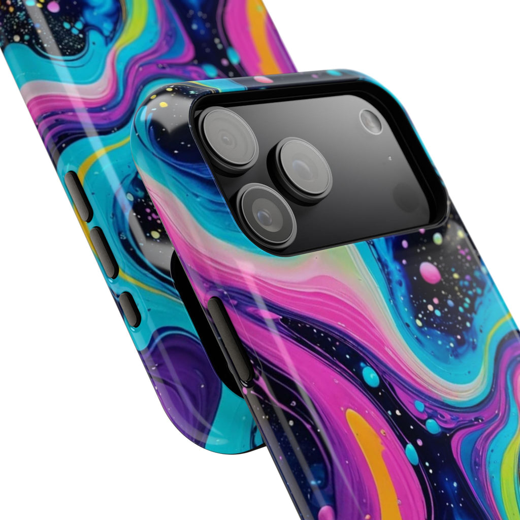 Impact-Resistant Phone Case — Neon Galaxy Swirl