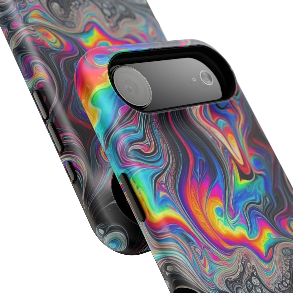 Impact-Resistant Phone Case — Iridescent Psychedelic Swirl