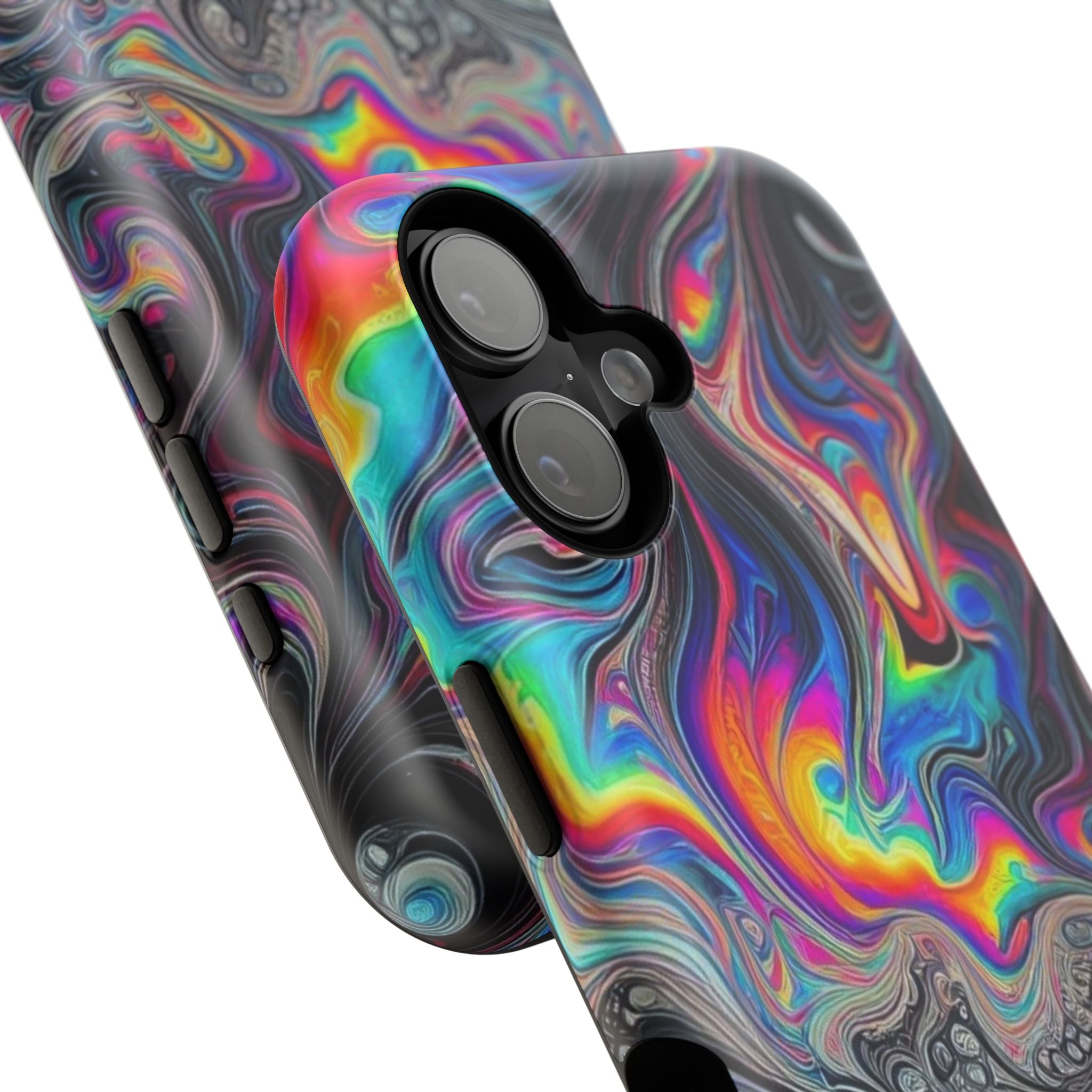 Impact-Resistant Phone Case — Iridescent Psychedelic Swirl