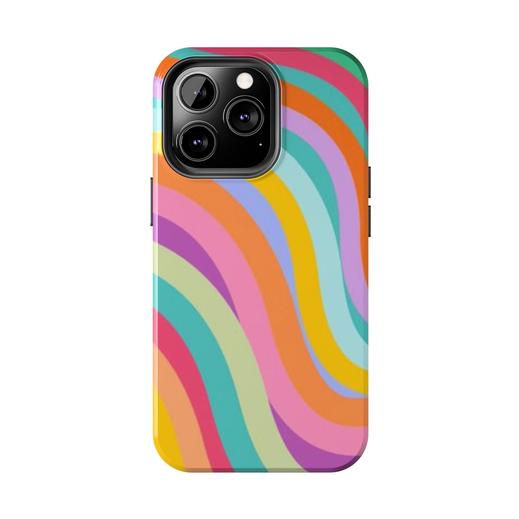 Retro Wavy Rainbow Stripes Phone Case | Colorful Abstract Pattern