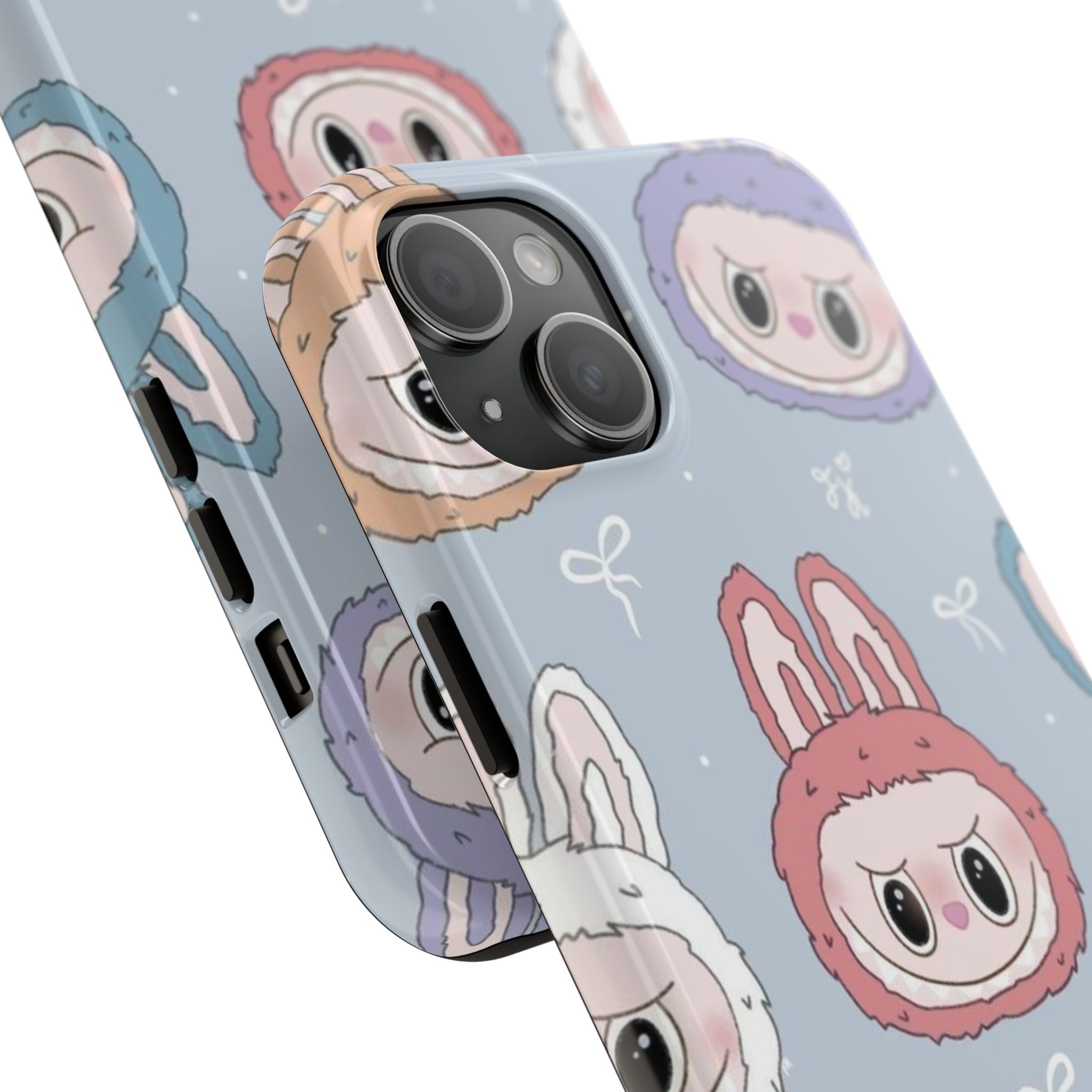 Kawaii Bunny Hood Faces Phone Case | Cute Pattern Pastel Protective Case
