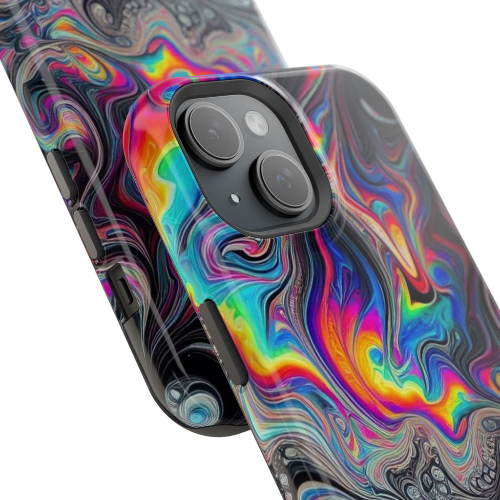 Impact-Resistant Phone Case — Iridescent Psychedelic Swirl