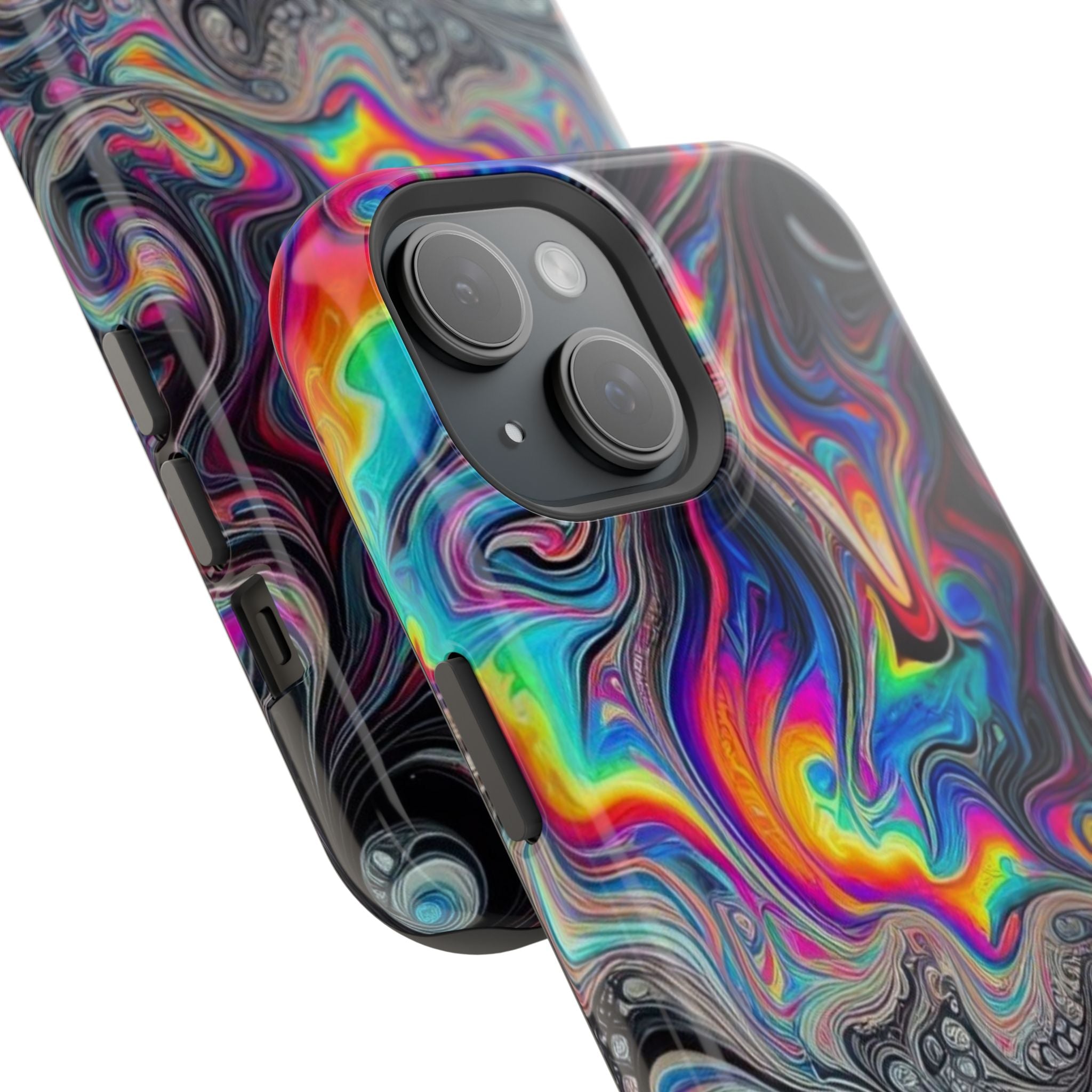 Impact-Resistant Phone Case — Iridescent Psychedelic Swirl