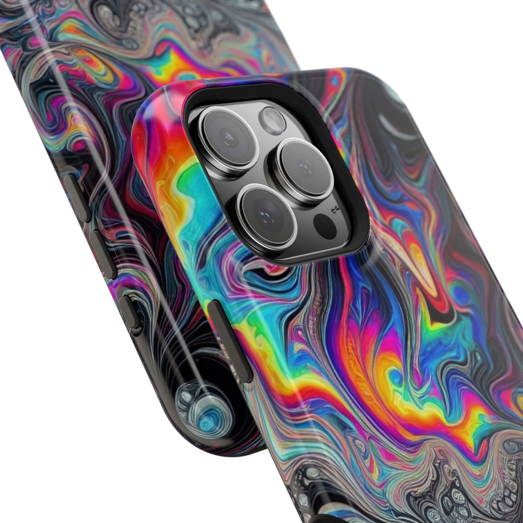 Impact-Resistant Phone Case — Iridescent Psychedelic Swirl