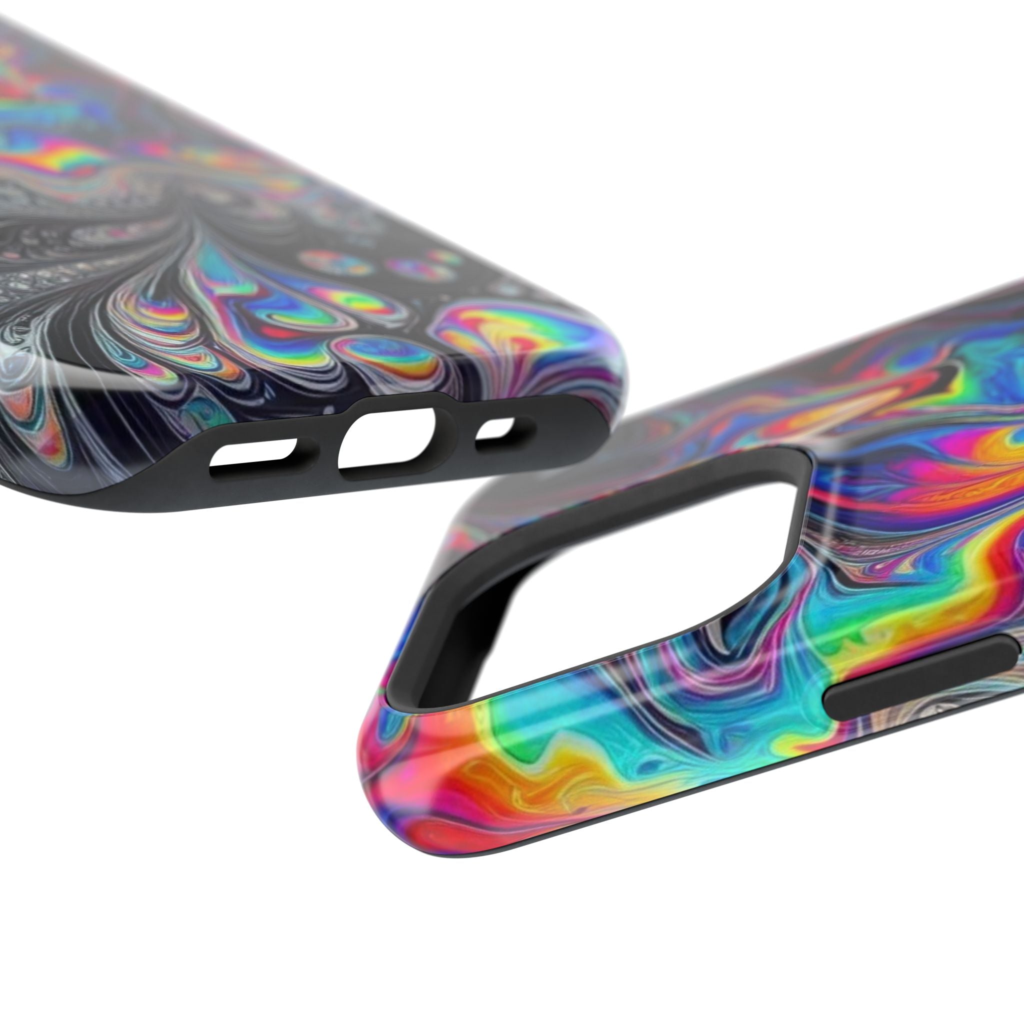 Impact-Resistant Phone Case — Iridescent Psychedelic Swirl