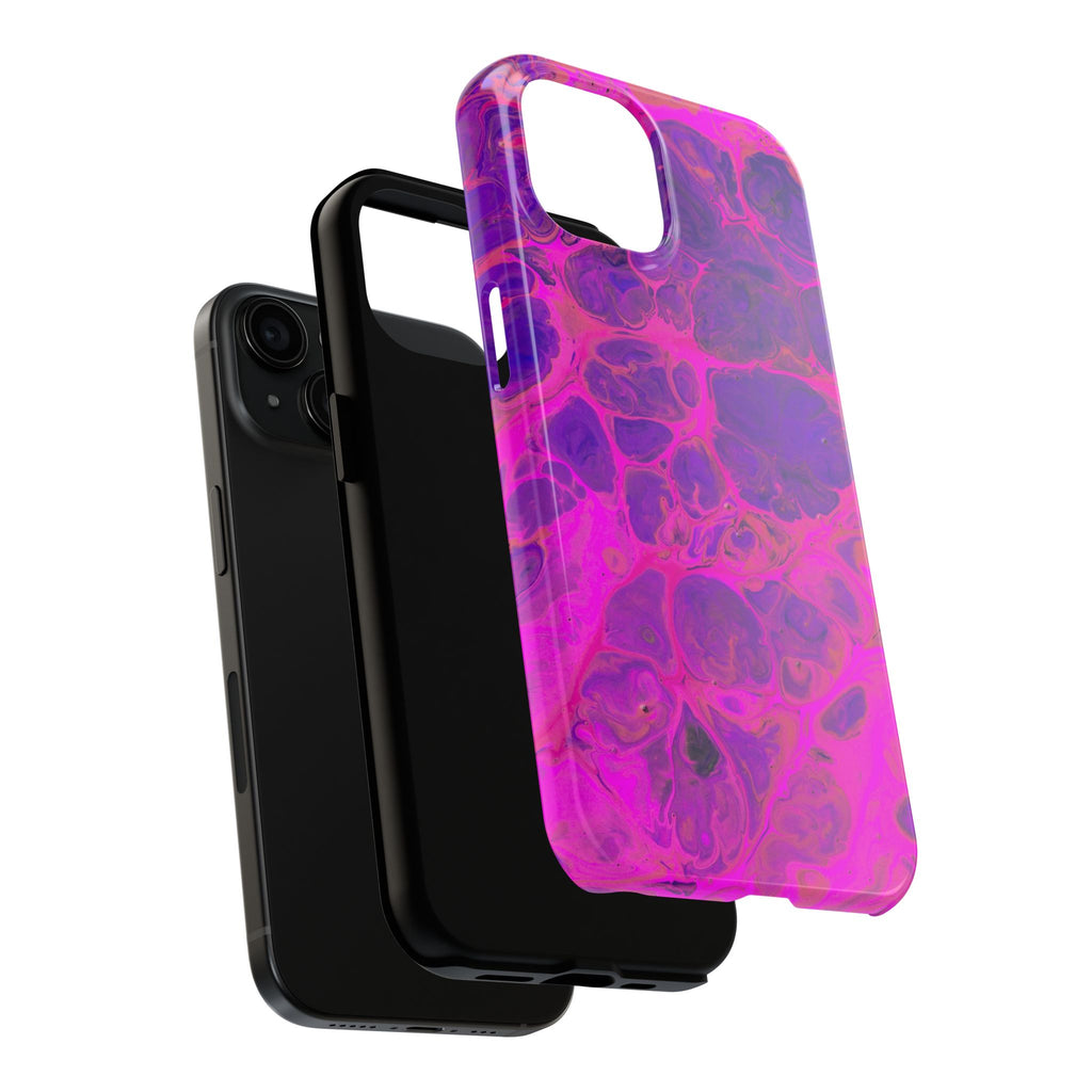 Pink Marble Tough Phone Case — Protective Abstract Swirl Design