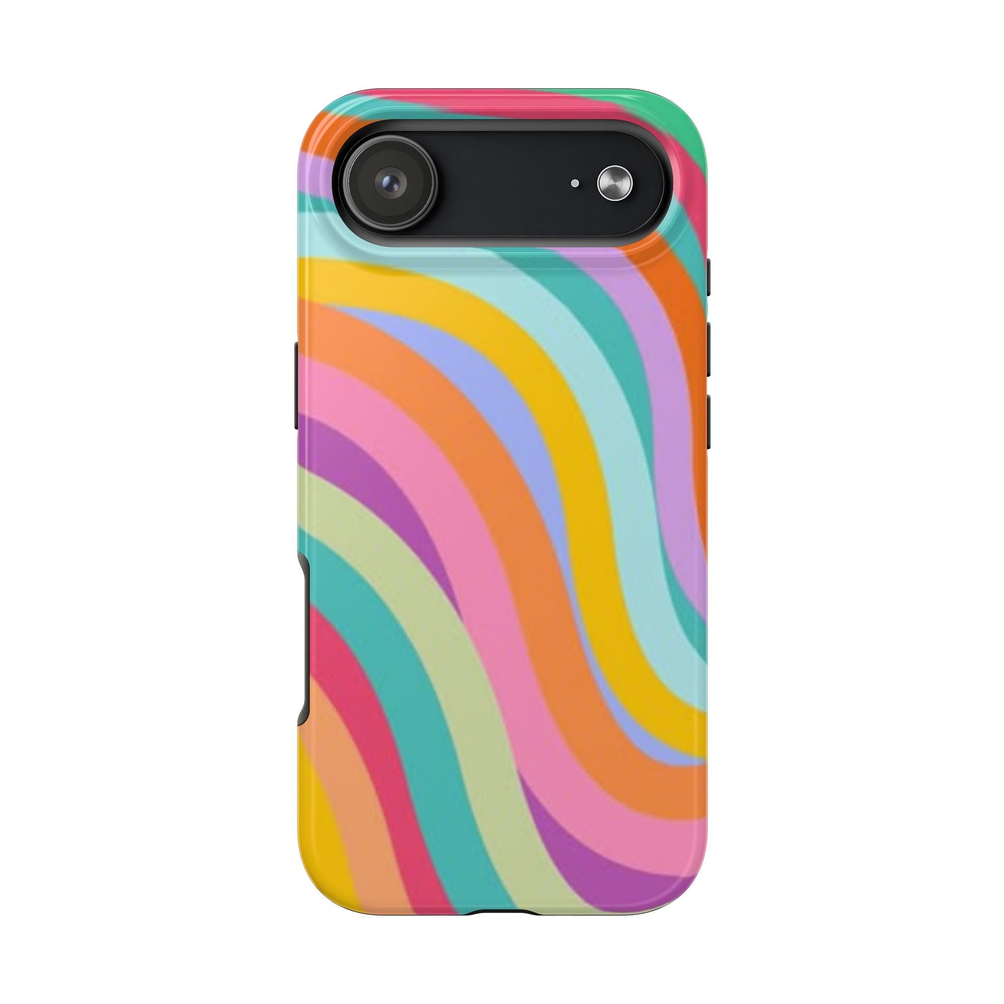Retro Wavy Rainbow Stripes Phone Case | Colorful Abstract Pattern