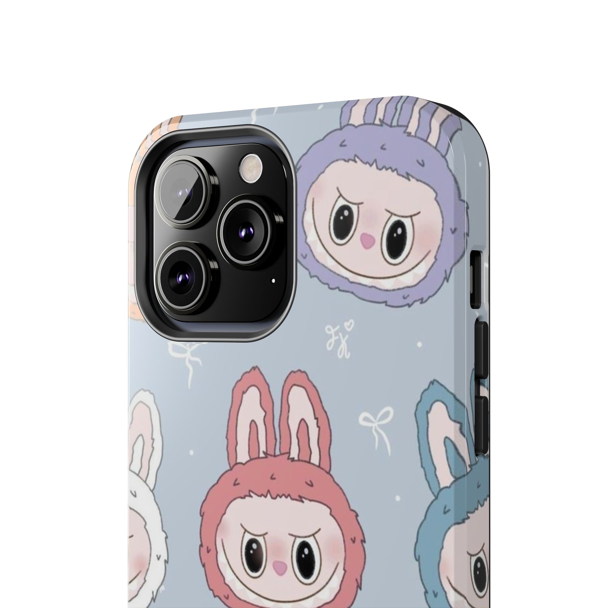 Kawaii Bunny Hood Faces Phone Case | Cute Pattern Pastel Protective Case