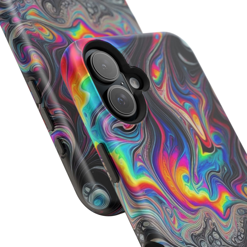 Impact-Resistant Phone Case — Iridescent Psychedelic Swirl