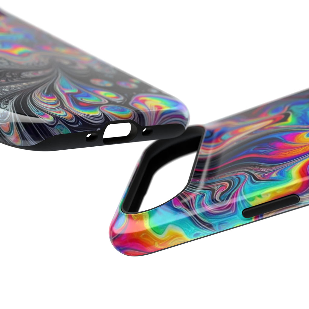 Impact-Resistant Phone Case — Iridescent Psychedelic Swirl