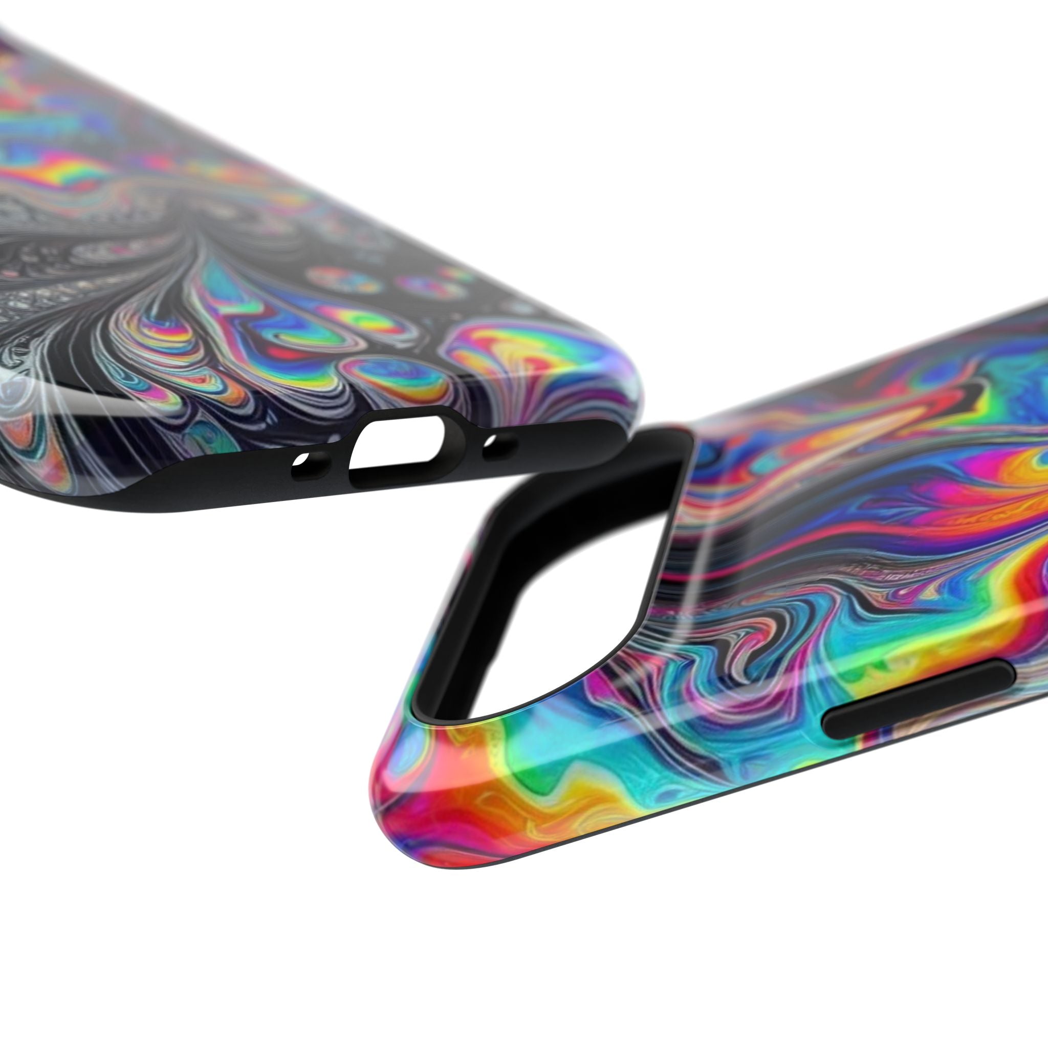 Impact-Resistant Phone Case — Iridescent Psychedelic Swirl