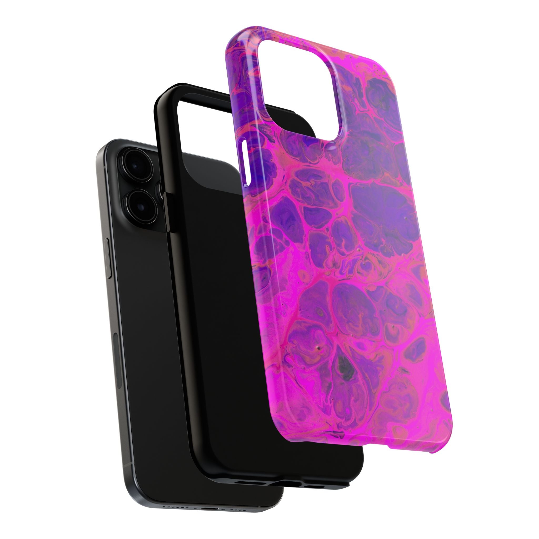 Pink Marble Tough Phone Case — Protective Abstract Swirl Design