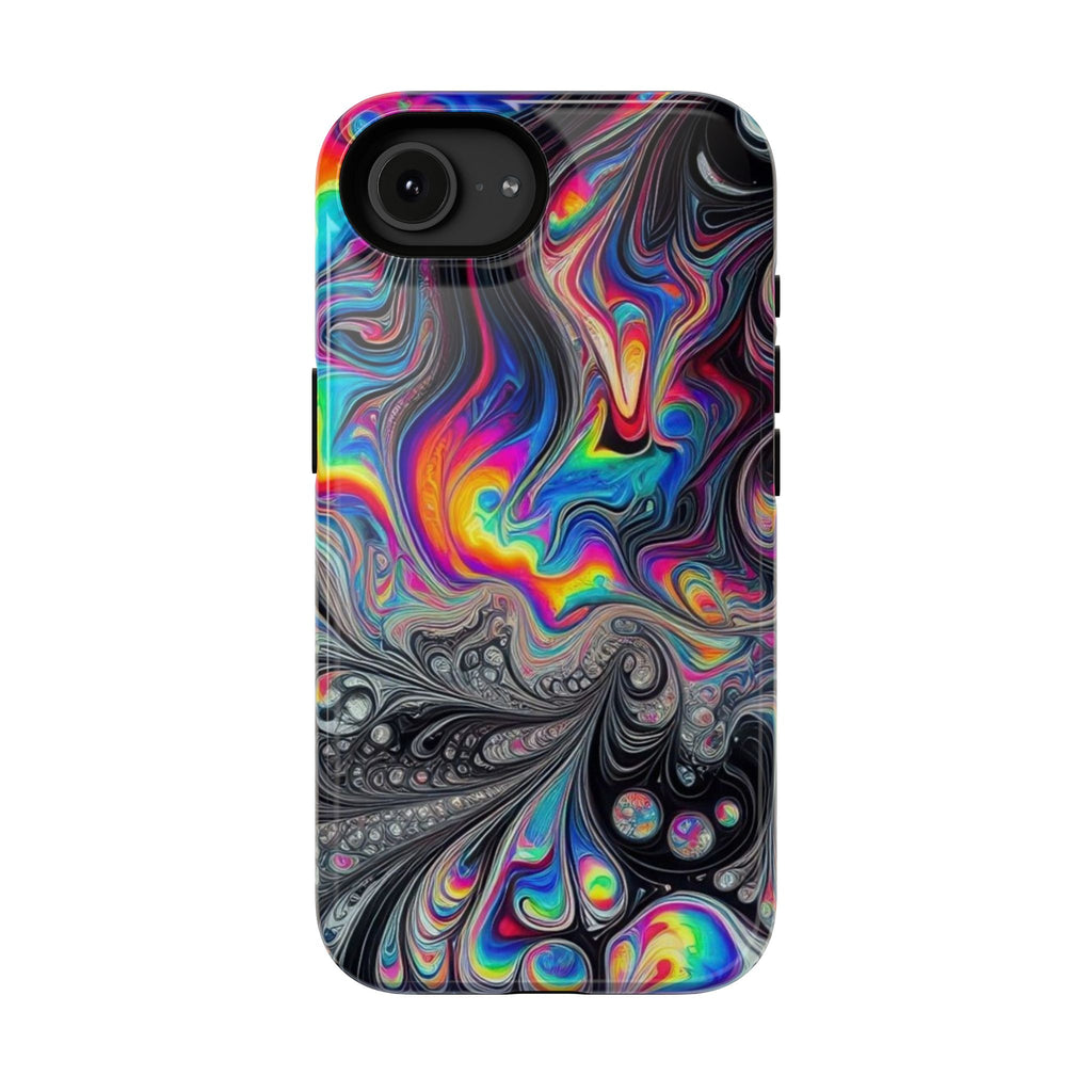 Impact-Resistant Phone Case — Iridescent Psychedelic Swirl