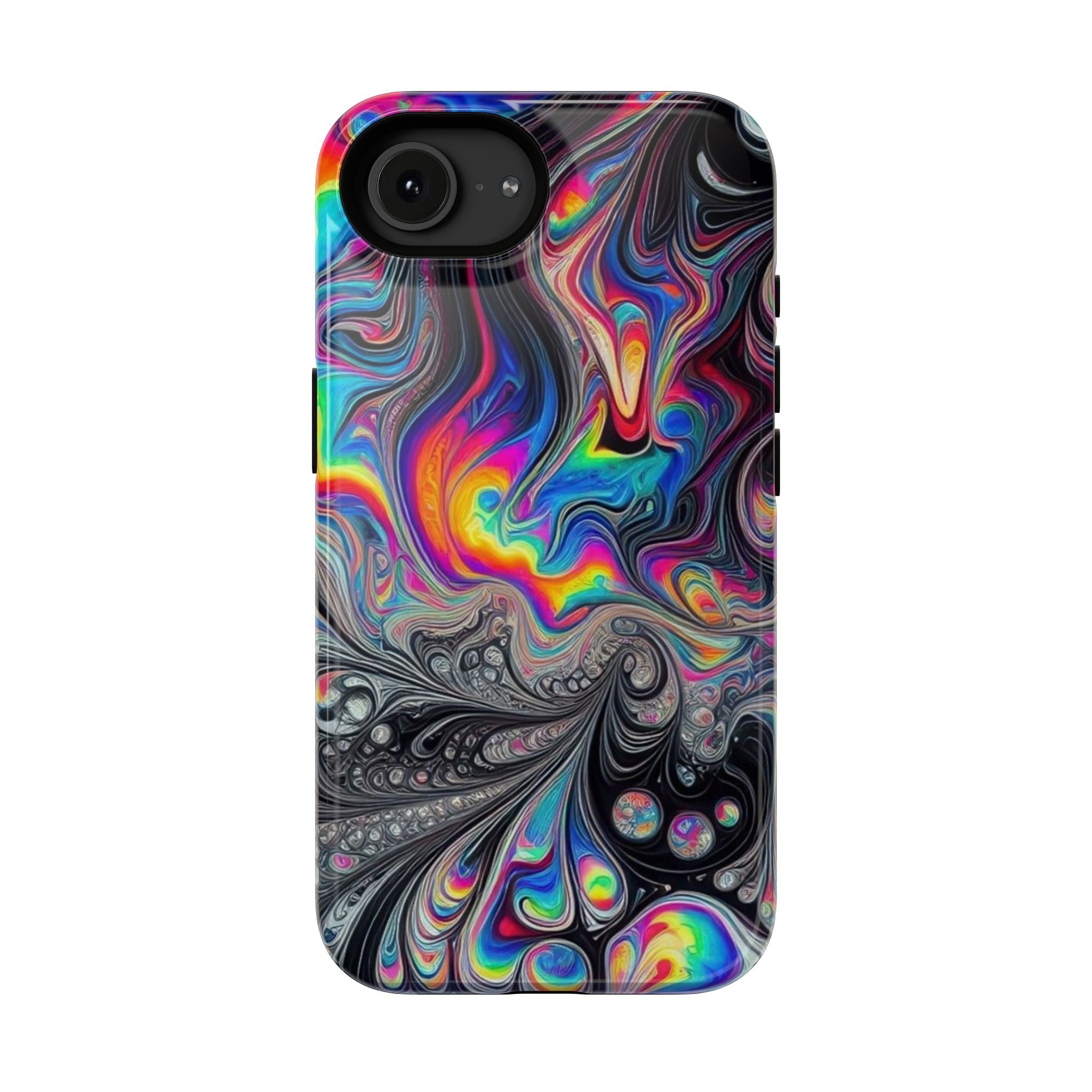 Impact-Resistant Phone Case — Iridescent Psychedelic Swirl