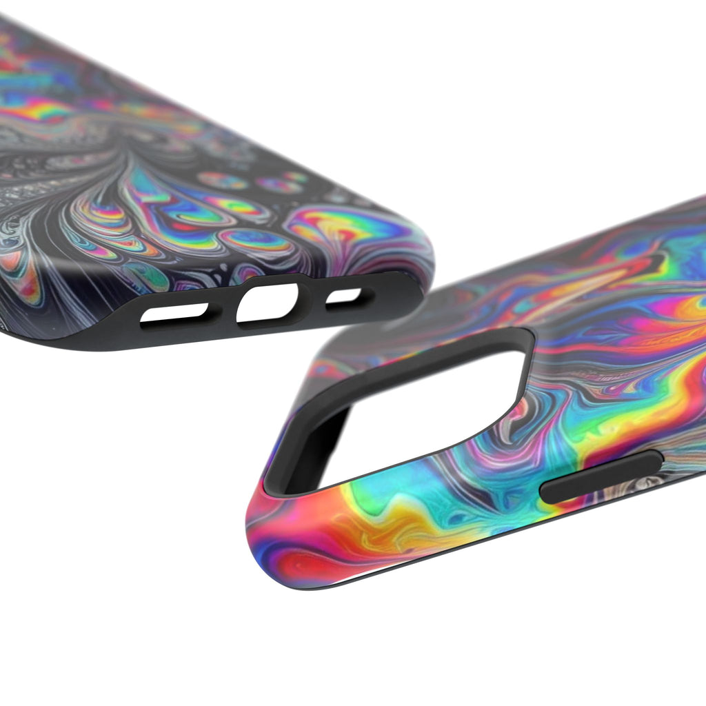 Impact-Resistant Phone Case — Iridescent Psychedelic Swirl