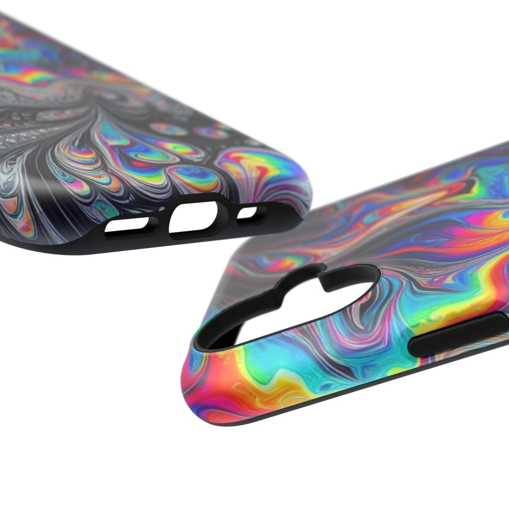 Impact-Resistant Phone Case — Iridescent Psychedelic Swirl