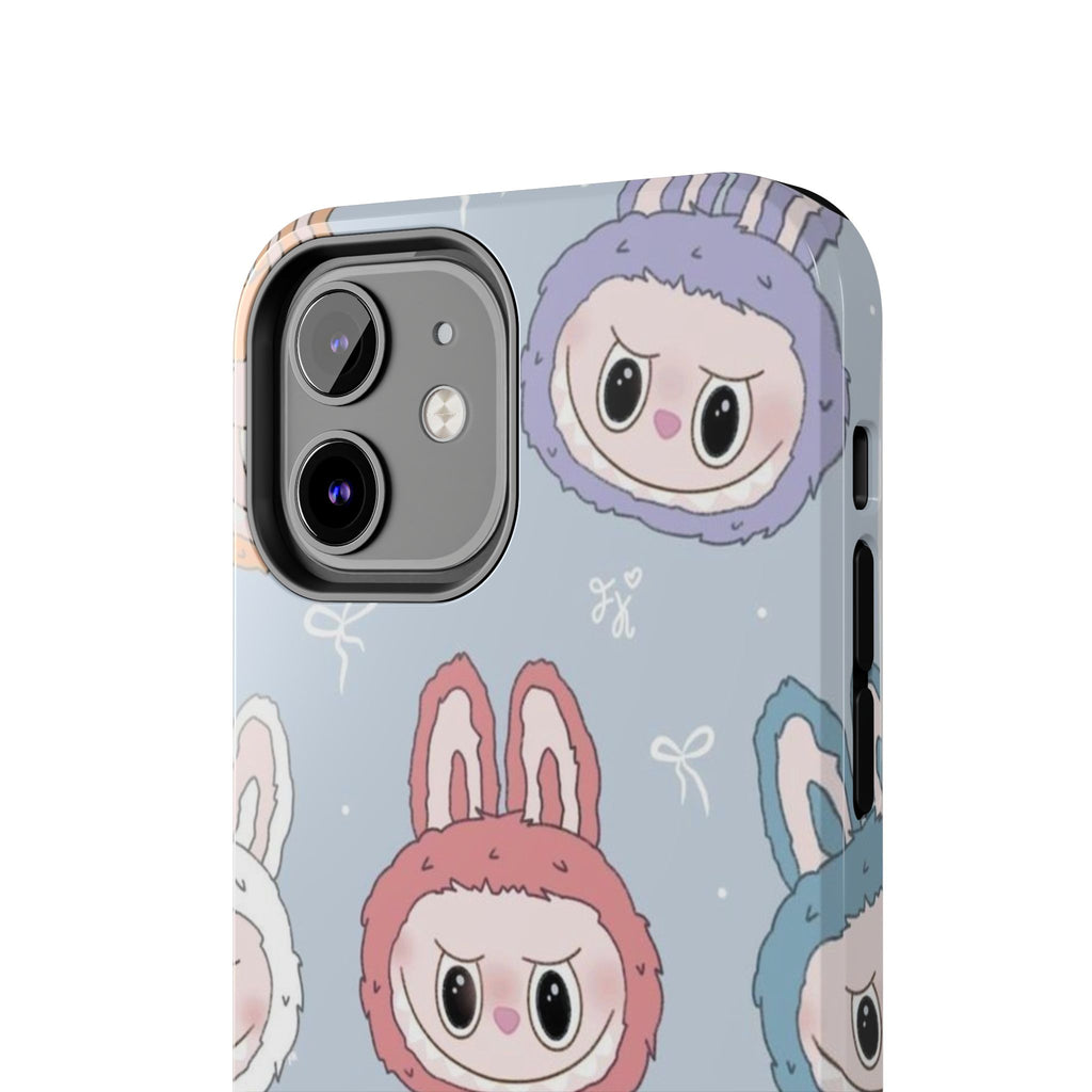 Kawaii Bunny Hood Faces Phone Case | Cute Pattern Pastel Protective Case